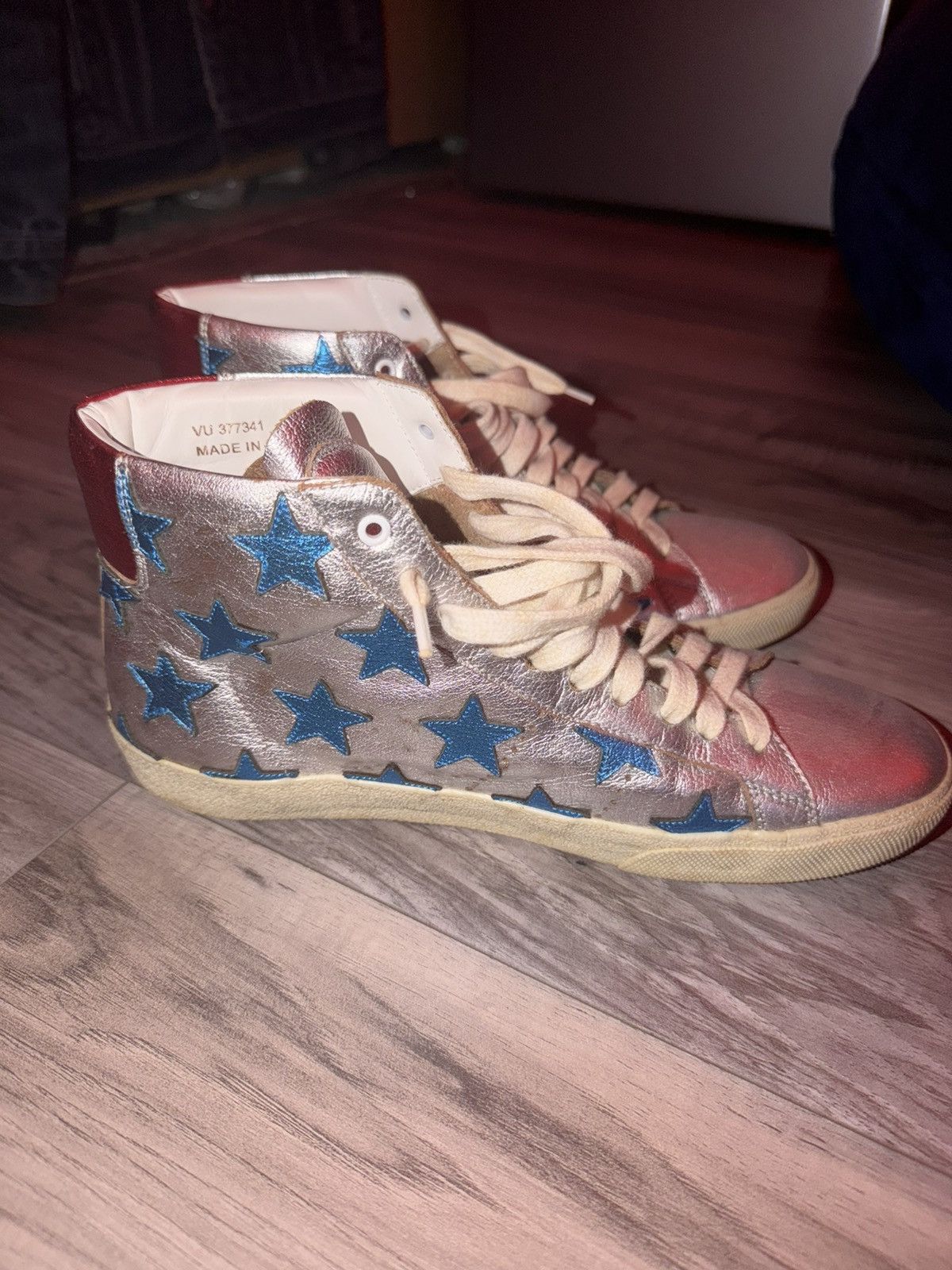 Yves Saint Laurent Saint Laurent High Top Blue Stars Size US 6.5 / EU 39-40 - 4 Thumbnail