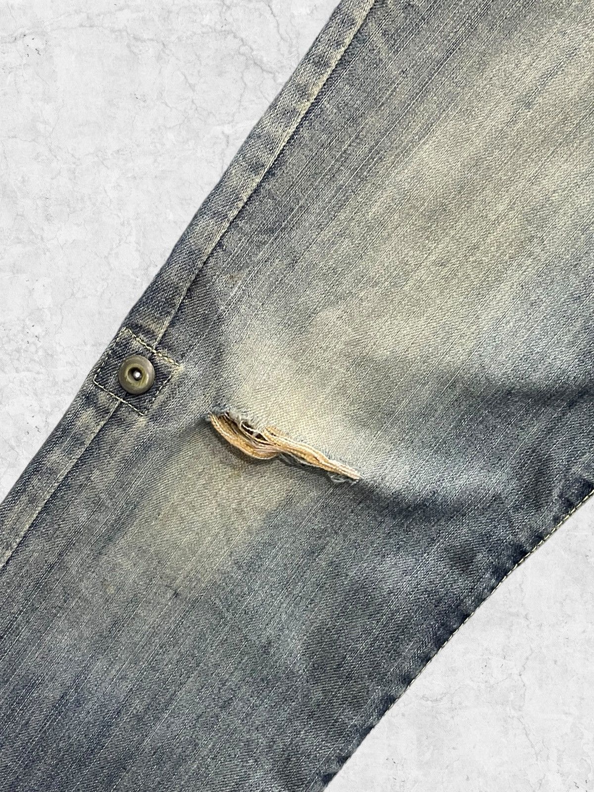 Japanese Brand Vintage Manydope Double Waist Denim Pants With Leather Belt Size US 32 / EU 48 - 9 Thumbnail