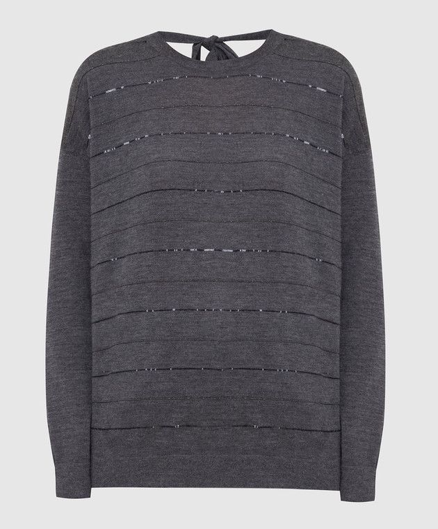Brunello Cucinelli o1y0825 Cashmere Blend Sweater in Lead Size S / US 4 / IT 40 - 1 Thumbnail