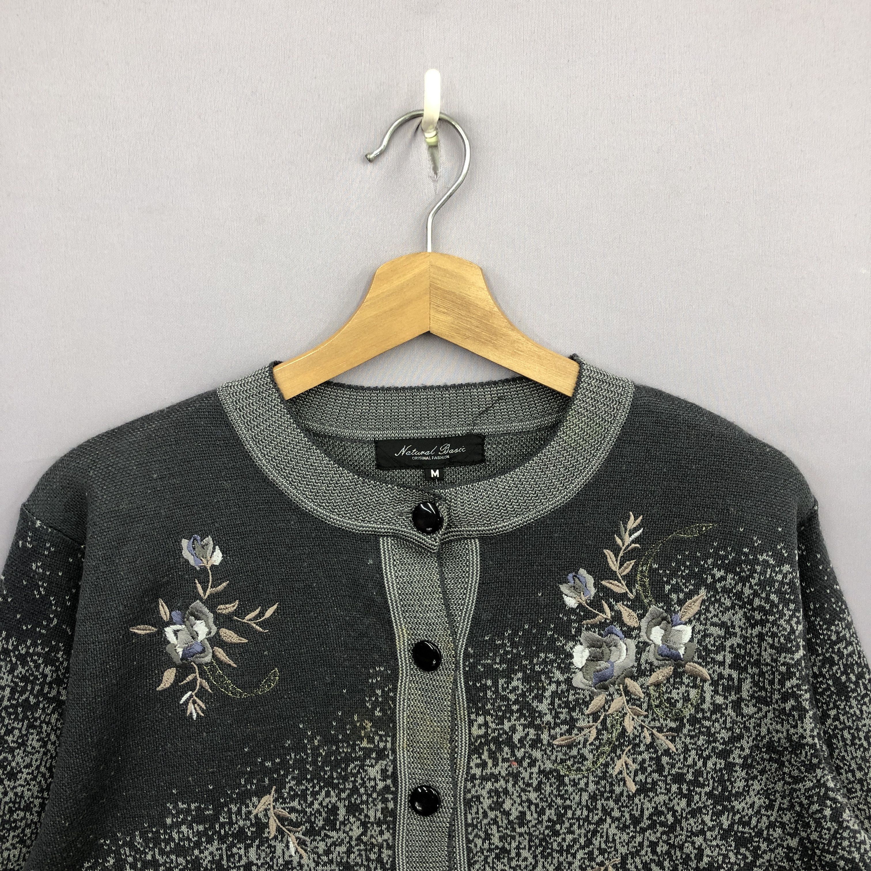 Japanese Brand Y2K Japanese Floral Pattern Knit Cardigan Sweater Sweatshirt Size US L / EU 52-54 / 3 - 2 Thumbnail