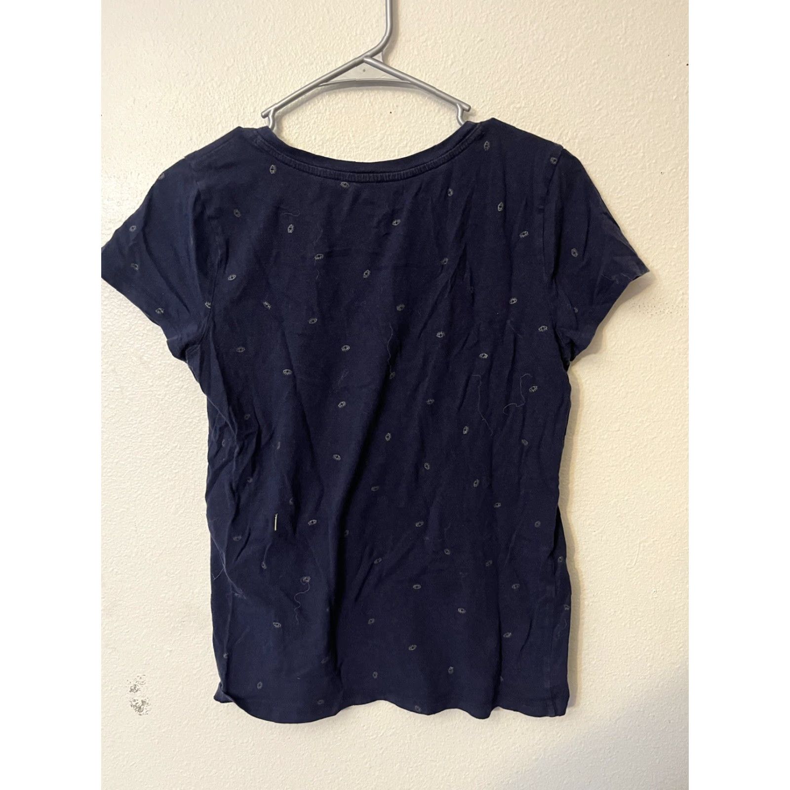Gap GAP T-Shirt – V-Neck Tee – Navy Blue Polka Dots – Size M – Women’s Casual Knit Cotton Short Sleeve Shirt by Gap Size M / US 6-8 / IT 42-44 - 2 Thumbnail