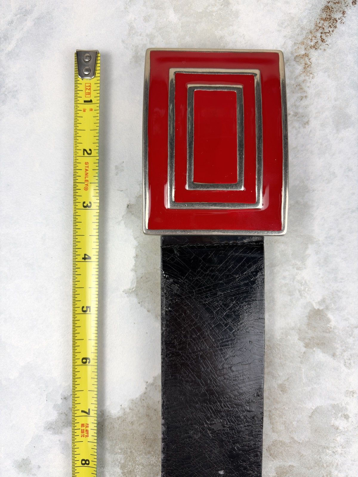 Comme des Garcons Comme des Garcons Red Rectangle Buckle Enamel Leather Belt Size ONE SIZE - 5 Thumbnail