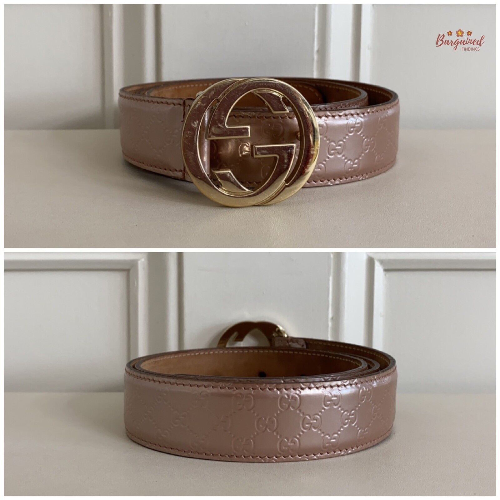 Gucci Gucci Pink Microguccissima Patent Leather Interlocking Belt Size 28 - 8 Thumbnail