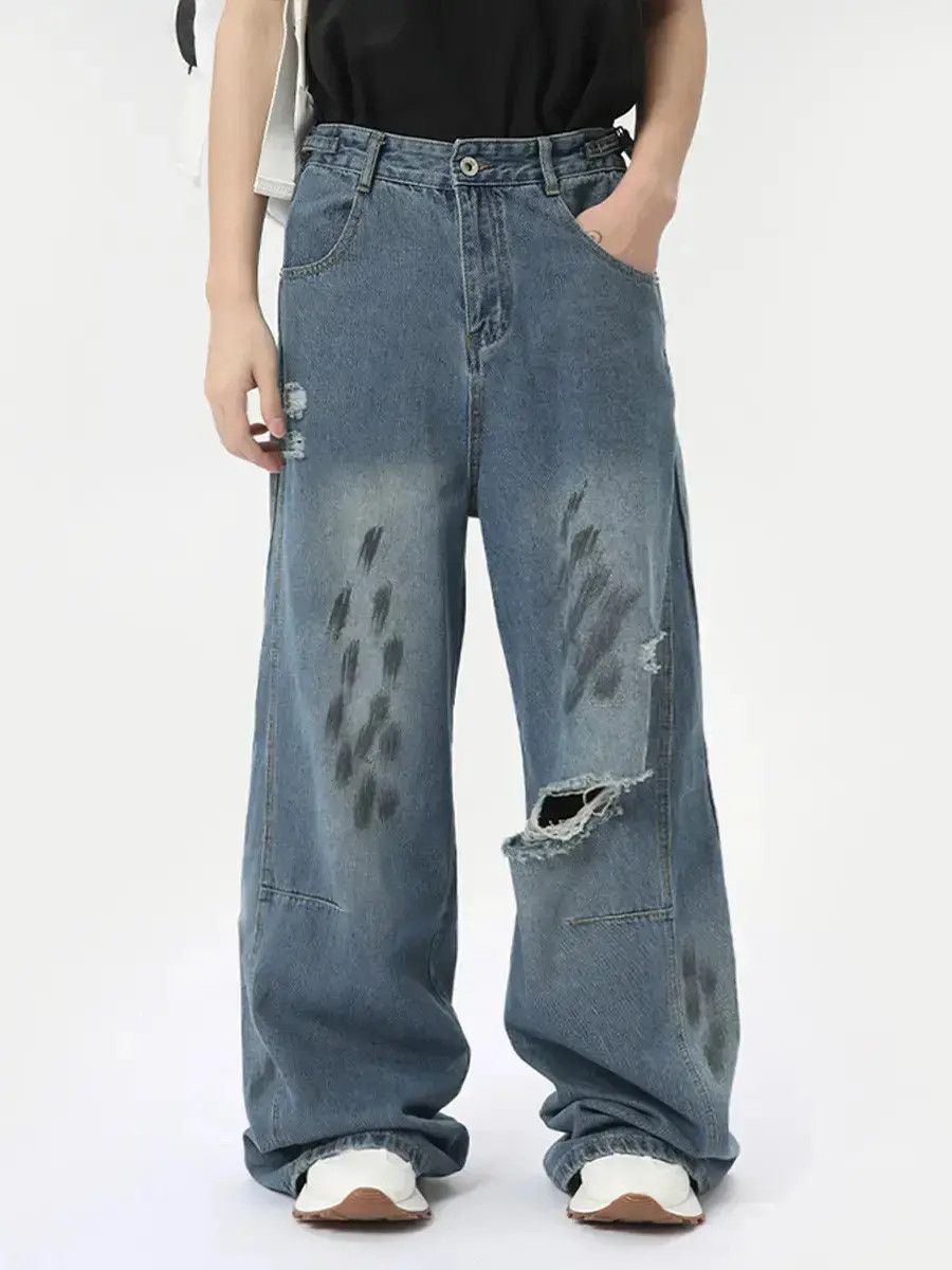 Japanese Brand Retro loose high street ripped jeans Size US 32 / EU 48 - 2 Thumbnail