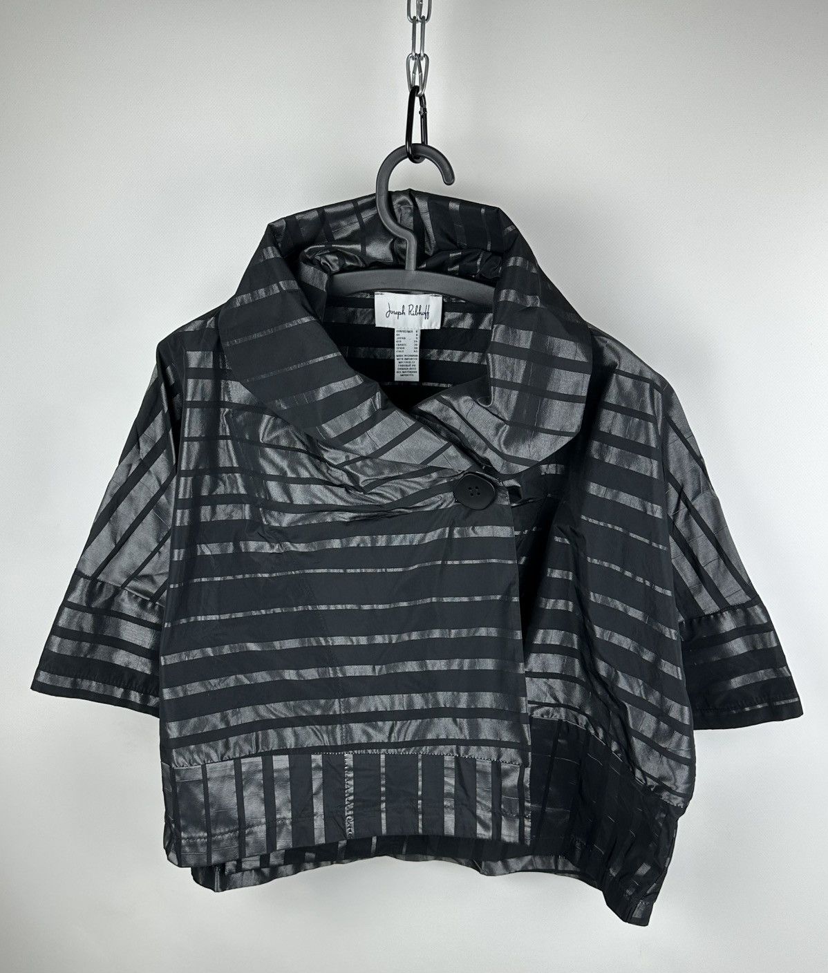 Joseph Ribkoff Joseph Ribkoff Black Metallic Striped Jacket 3/4 Sleeve Size S / US 4 / IT 40 - 1 Thumbnail