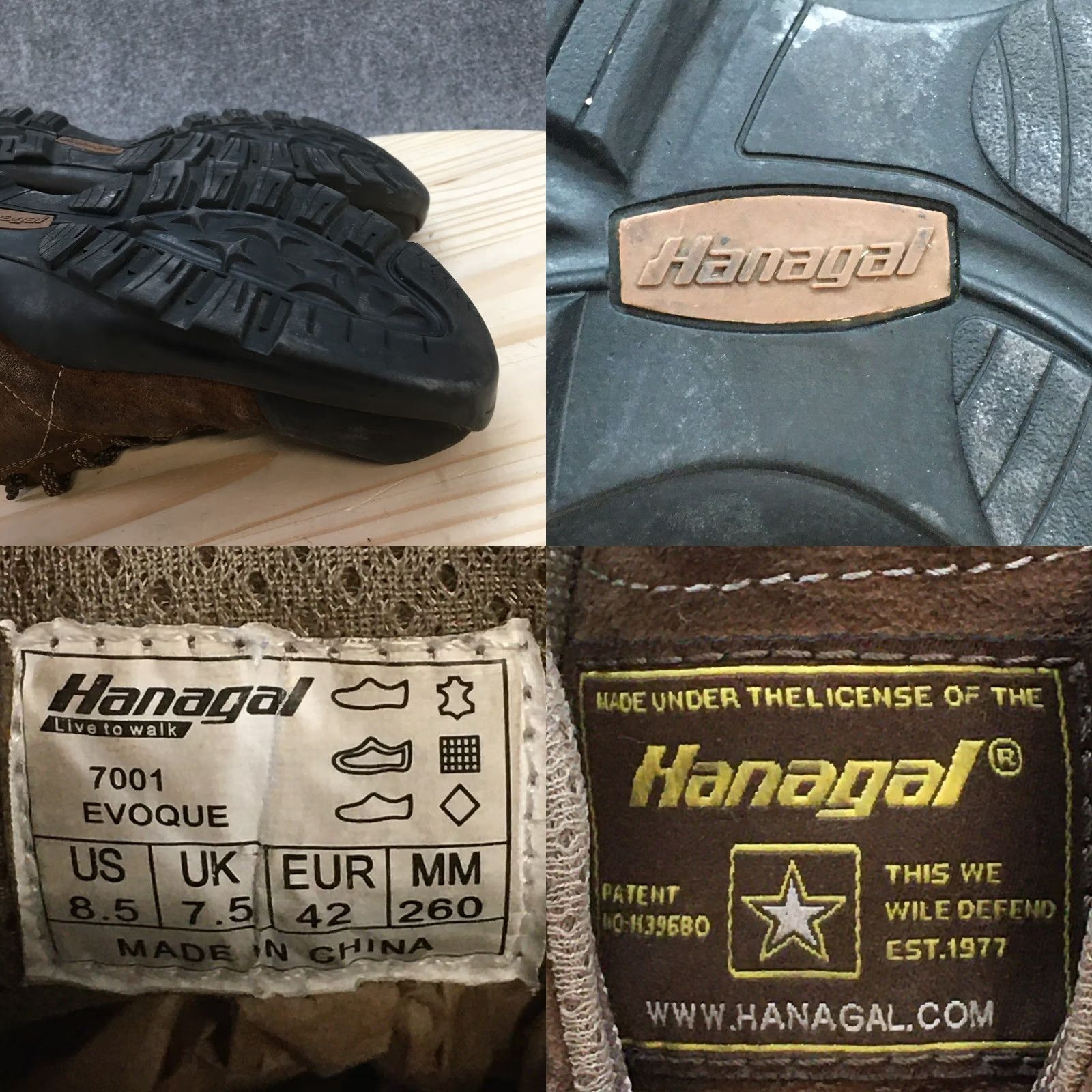 Vintage Hanagal Evoque Hiking Sneakers Mens 8.5 Brown Suede Lace Up Low Top Casual Shoes Size US M / EU 48-50 / 2 - 9 Thumbnail