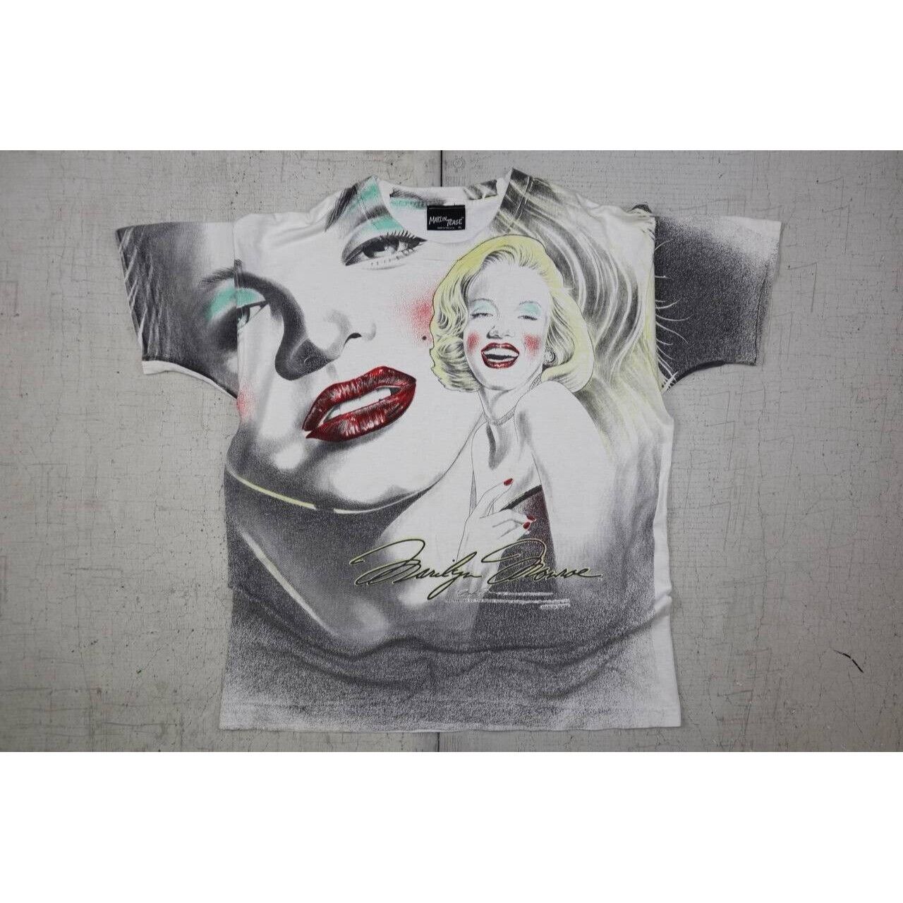 Vintage Vintage 90s Marilyn Monroe All Over Print T Shirt White XL Size US XL / EU 56 / 4 - 8 Thumbnail