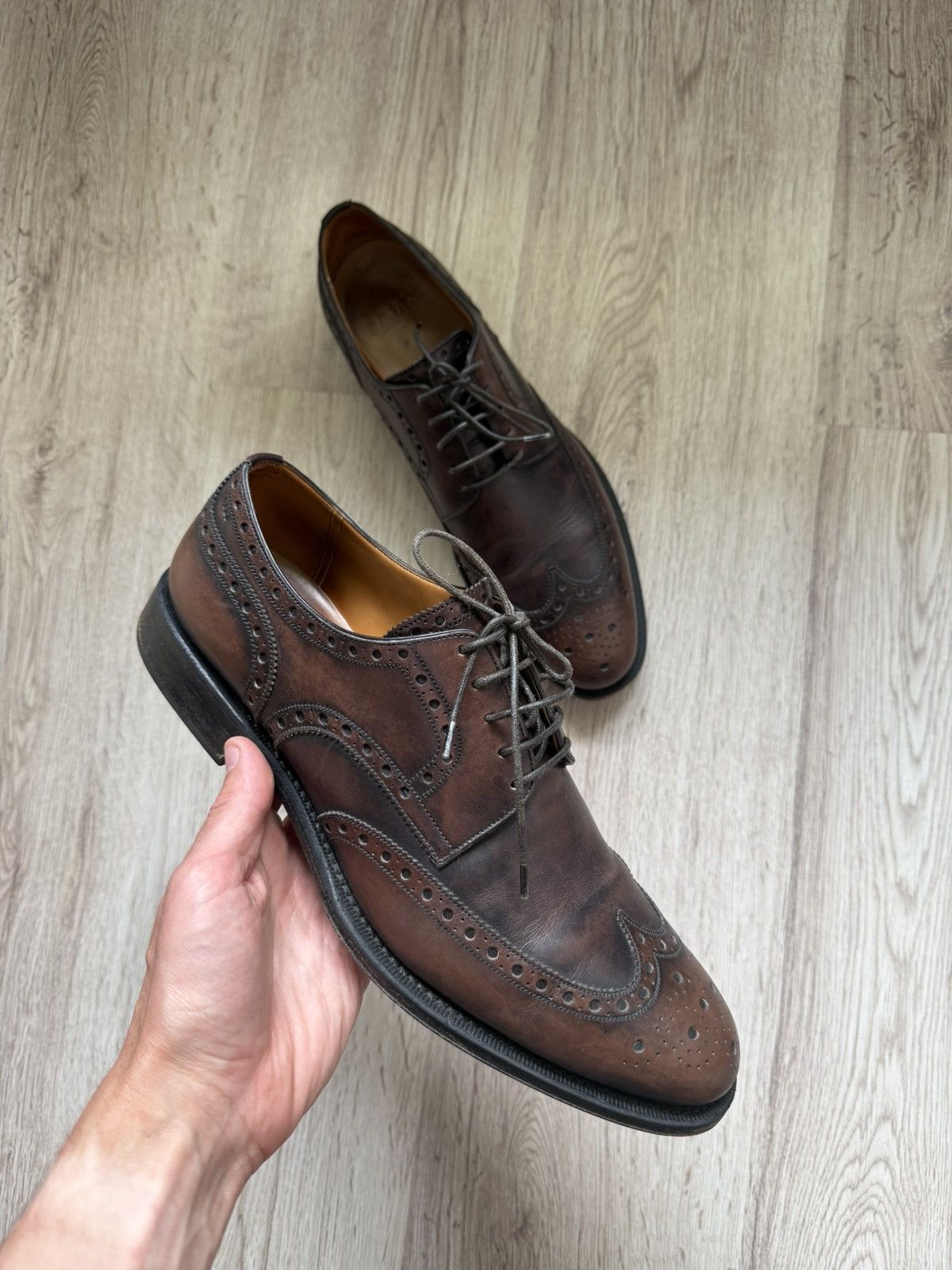 Bally Bally Mens Leather Brogues Goodyear Welted Brown Patina Size US 10 / EU 43 - 1 Thumbnail