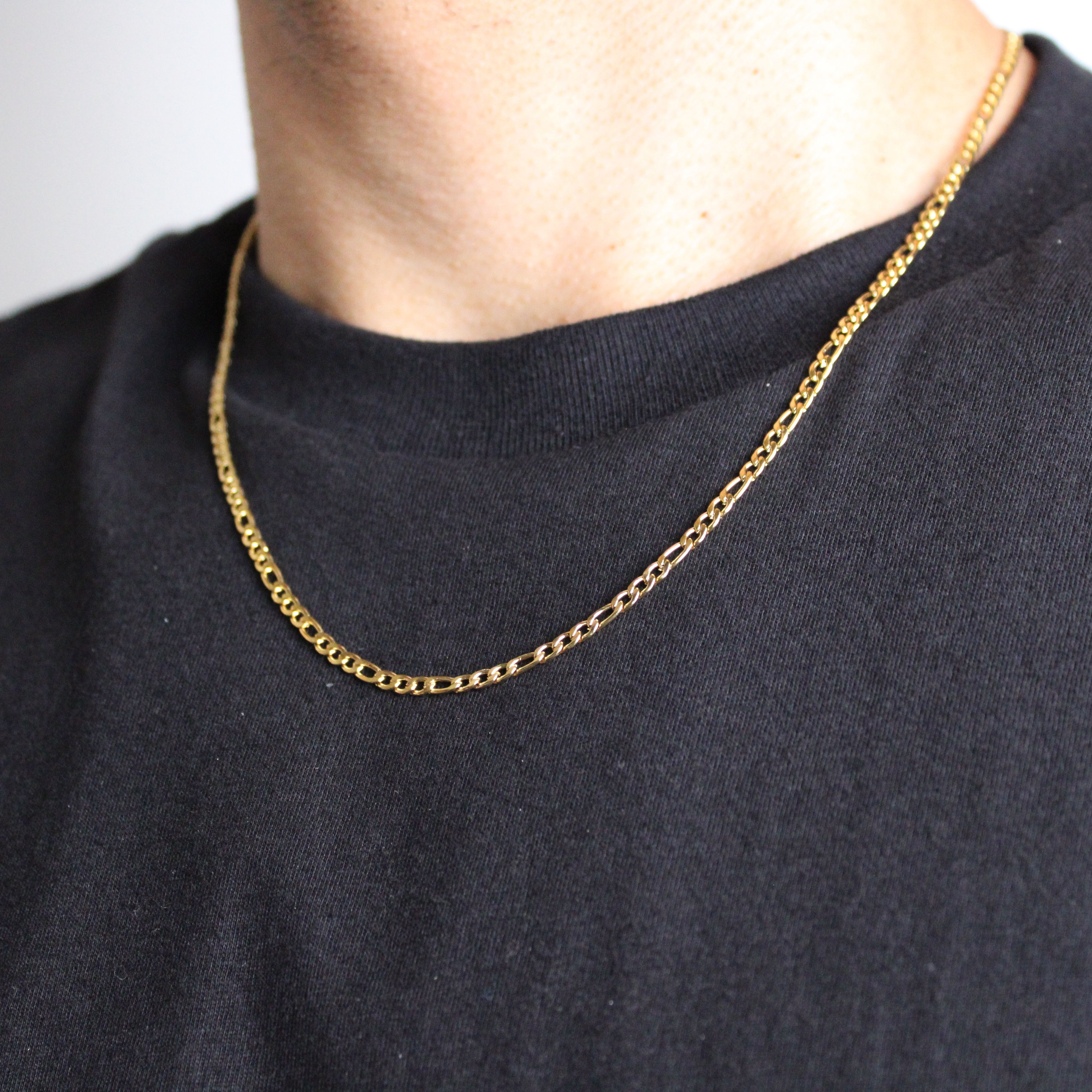 Jewelry Gold 3mm Figaro Chain Size ONE SIZE - 2 Thumbnail