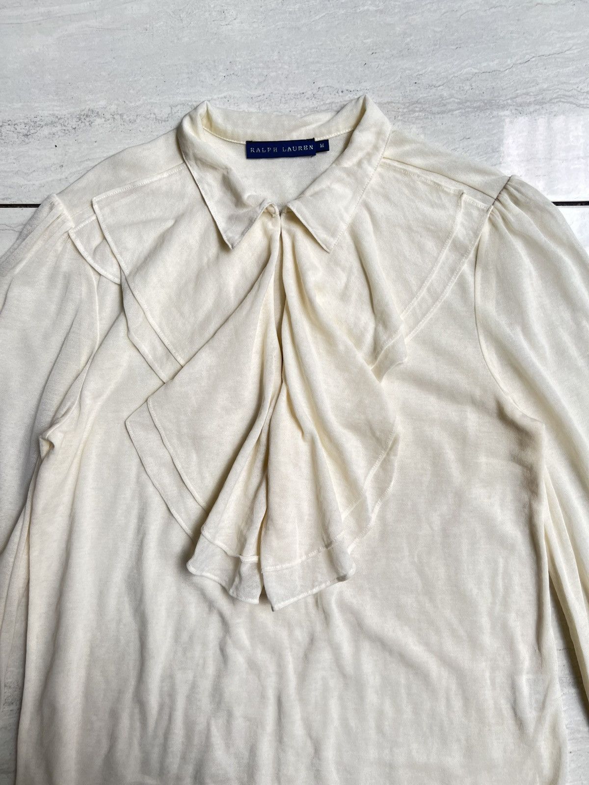 Ralph Lauren RALPH LAURENT Cream Shawl Tie Shirt Size US XS / EU 42 / 0 - 8 Thumbnail