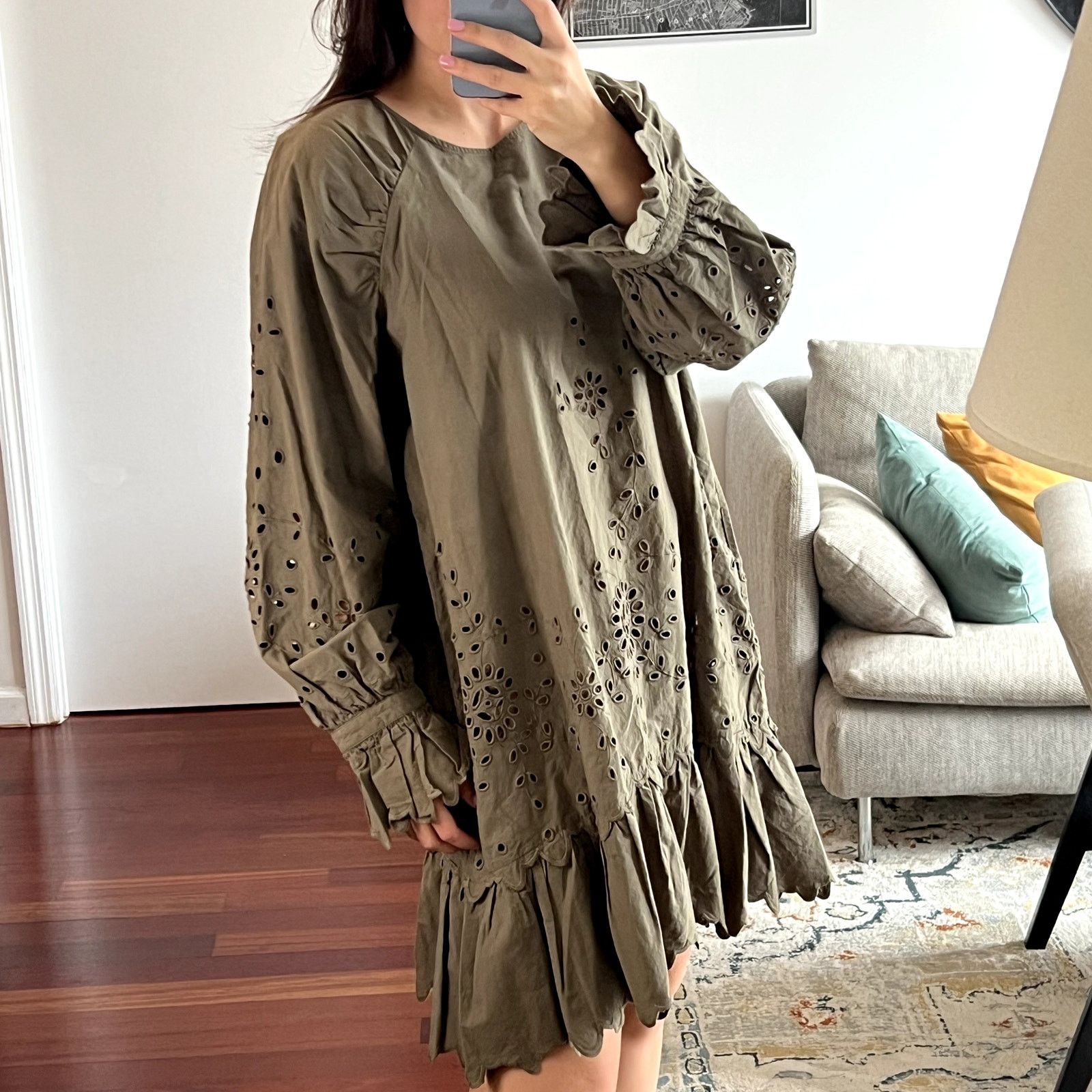 Sea New York Sea New York Crew Neck Fern Balloon Eyelet mini Dress Size L Size L / US 10 / IT 46 - 2 Thumbnail