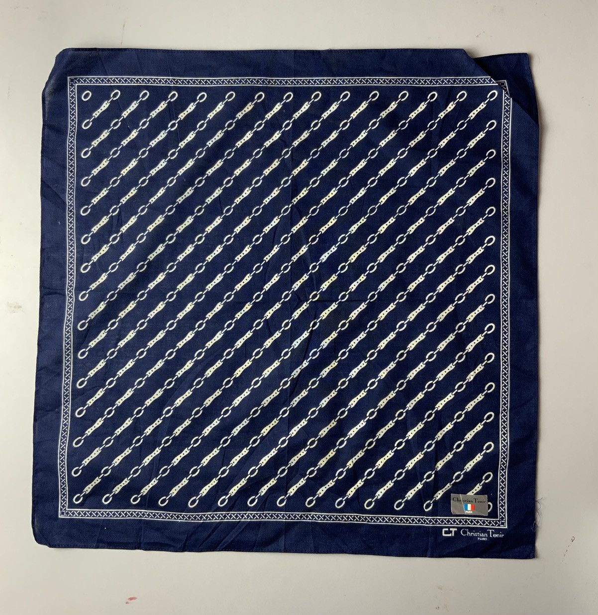 Japanese Brand Christian Tenir Monogram Indigo Bandana Handkerchief Size ONE SIZE - 4 Thumbnail
