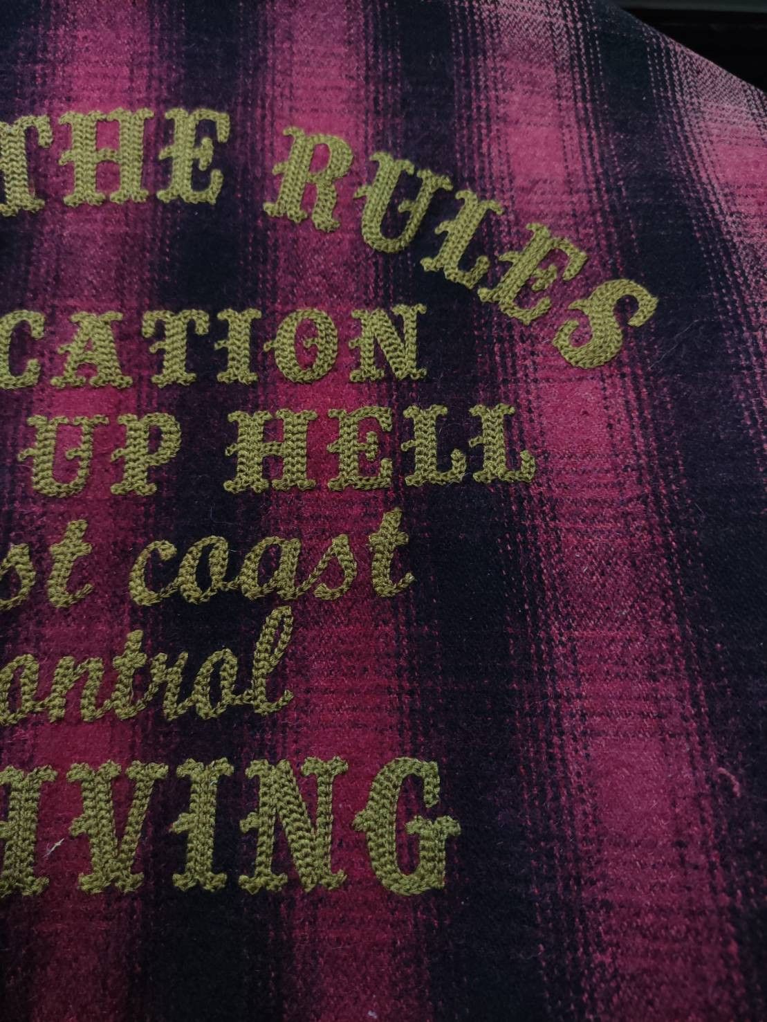 Japanese Brand Vtg Thanal Standard " Fuck The Rules " Leathers Wool Jacket Size US M / EU 48-50 / 2 - 15 Thumbnail