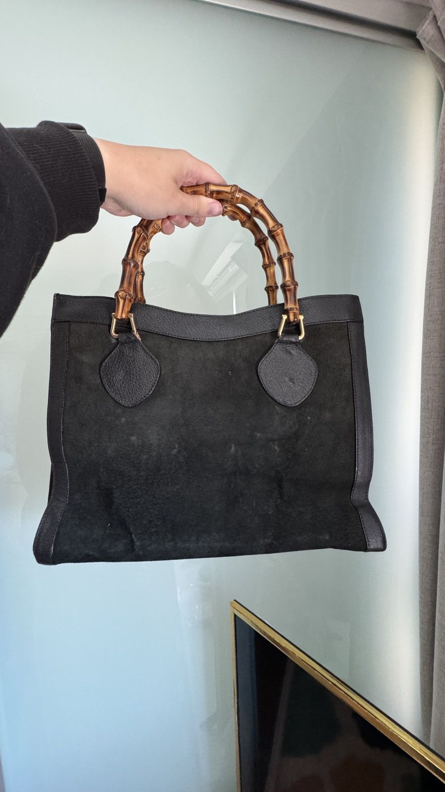 Gucci Vintage Bamboo Black Suede and Leather Gucci Handbag Size ONE SIZE - 10 Thumbnail