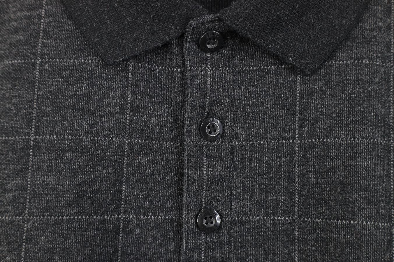 Vintage Vintage 90s Streetwear Long Sleeve Polo Shirt Gray Plaid Size US L / EU 52-54 / 3 - 4 Thumbnail