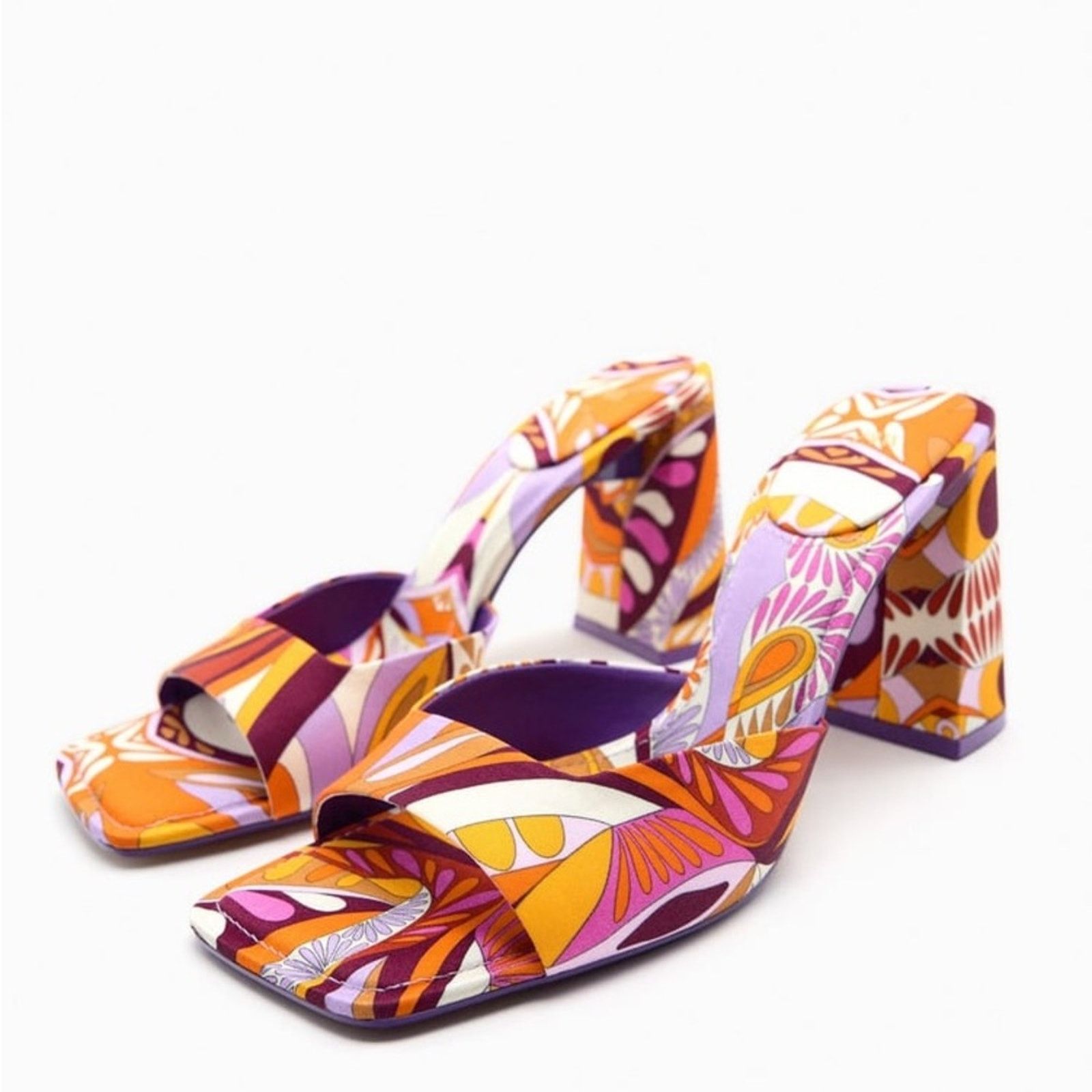 Zara ZARA PRINTED HIGH HEEL SANDALS MULTI-COLOR Size US 6.5 / IT 36.5 - 1 Thumbnail