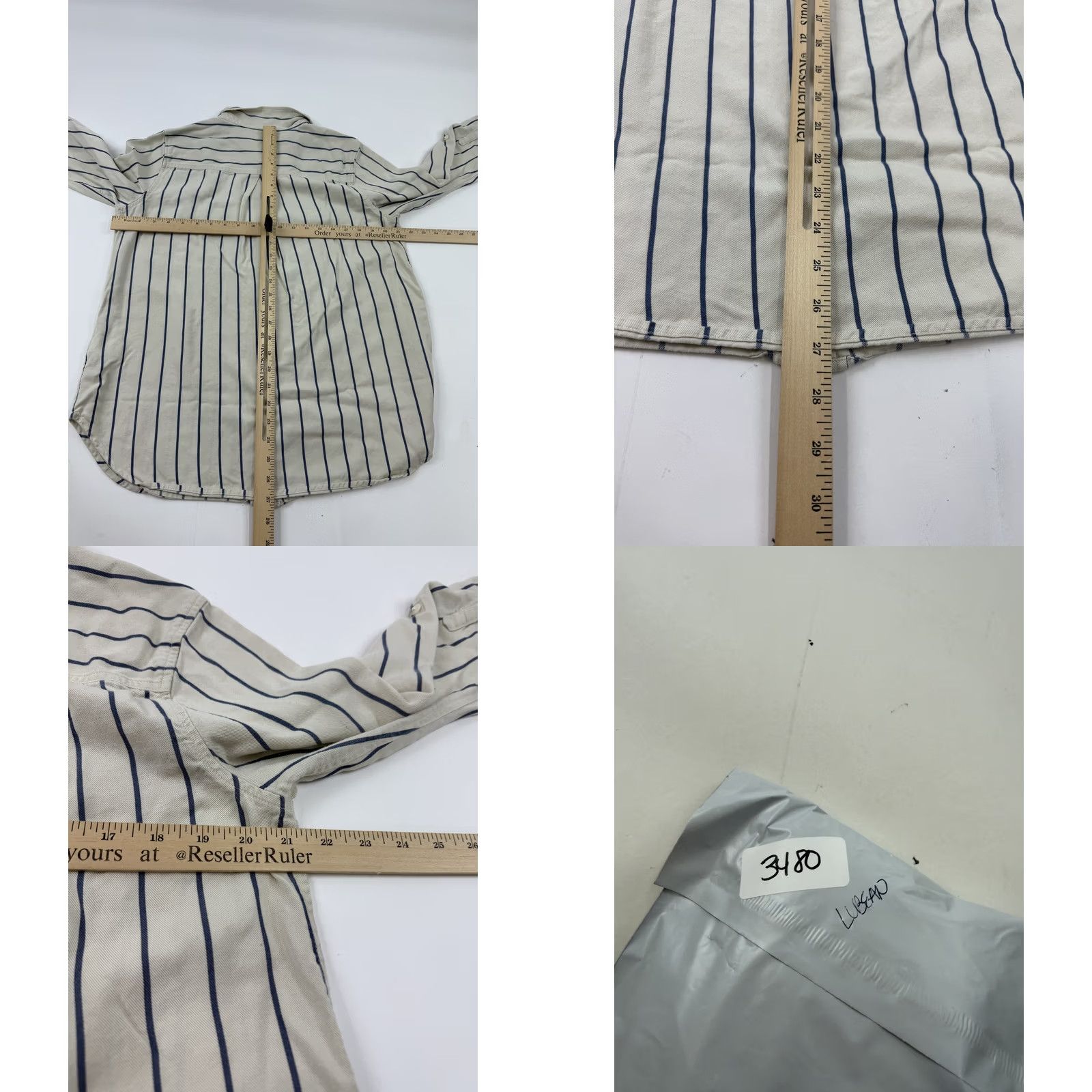 Vintage L.L. Bean Shirt Large White Stripe Long Sleeve Button Front Tencel Twill Womens Size L / US 10 / IT 46 - 8 Thumbnail