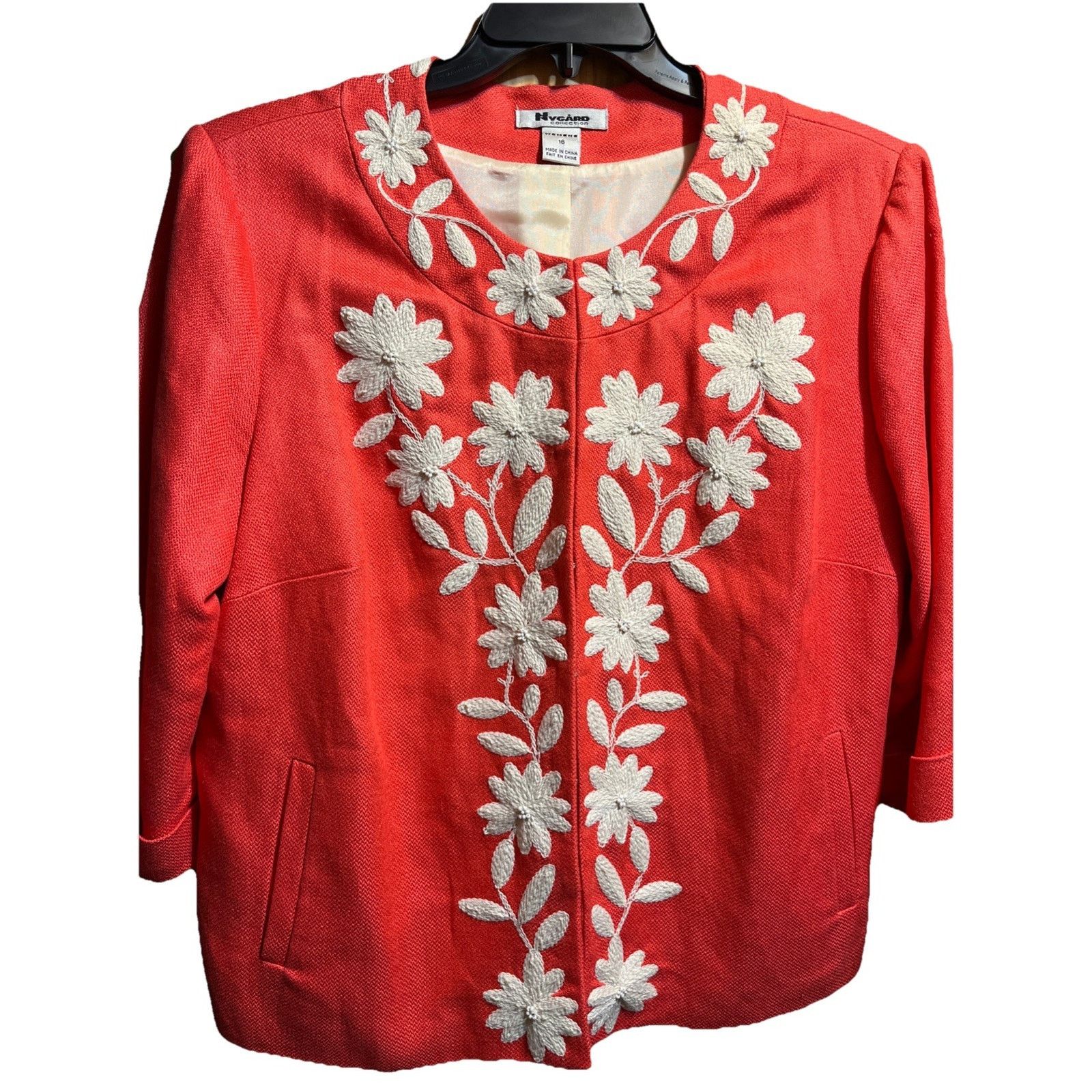 Other PETER NYGARD Womens 16 Red Linen Blend Floral Blazer Size XXL / US 16-18 / IT 52-54 - 1 Thumbnail