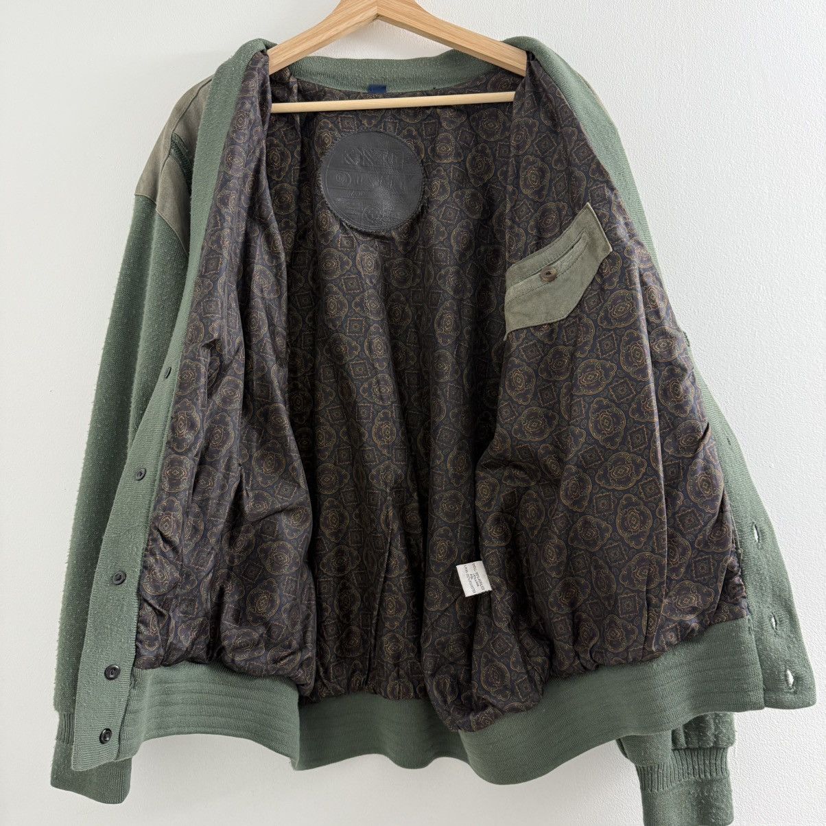 Vintage Vintage 60s Cotton Suede Cardigan Olive Green Cobain Size XL Size US XL / EU 56 / 4 - 6 Thumbnail