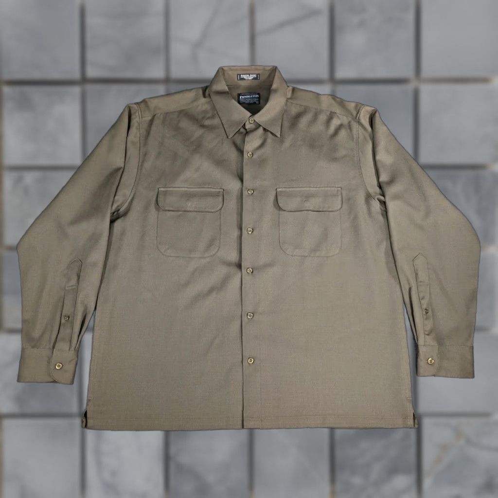 Pendleton VINTAGE Pendleton Riviera Shirt Men’s L Dark Green/Brown Wool USA Fabrics Shirt Mens L Green Wool Button-Up Size US L / EU 52-54 / 3 - 1 Thumbnail