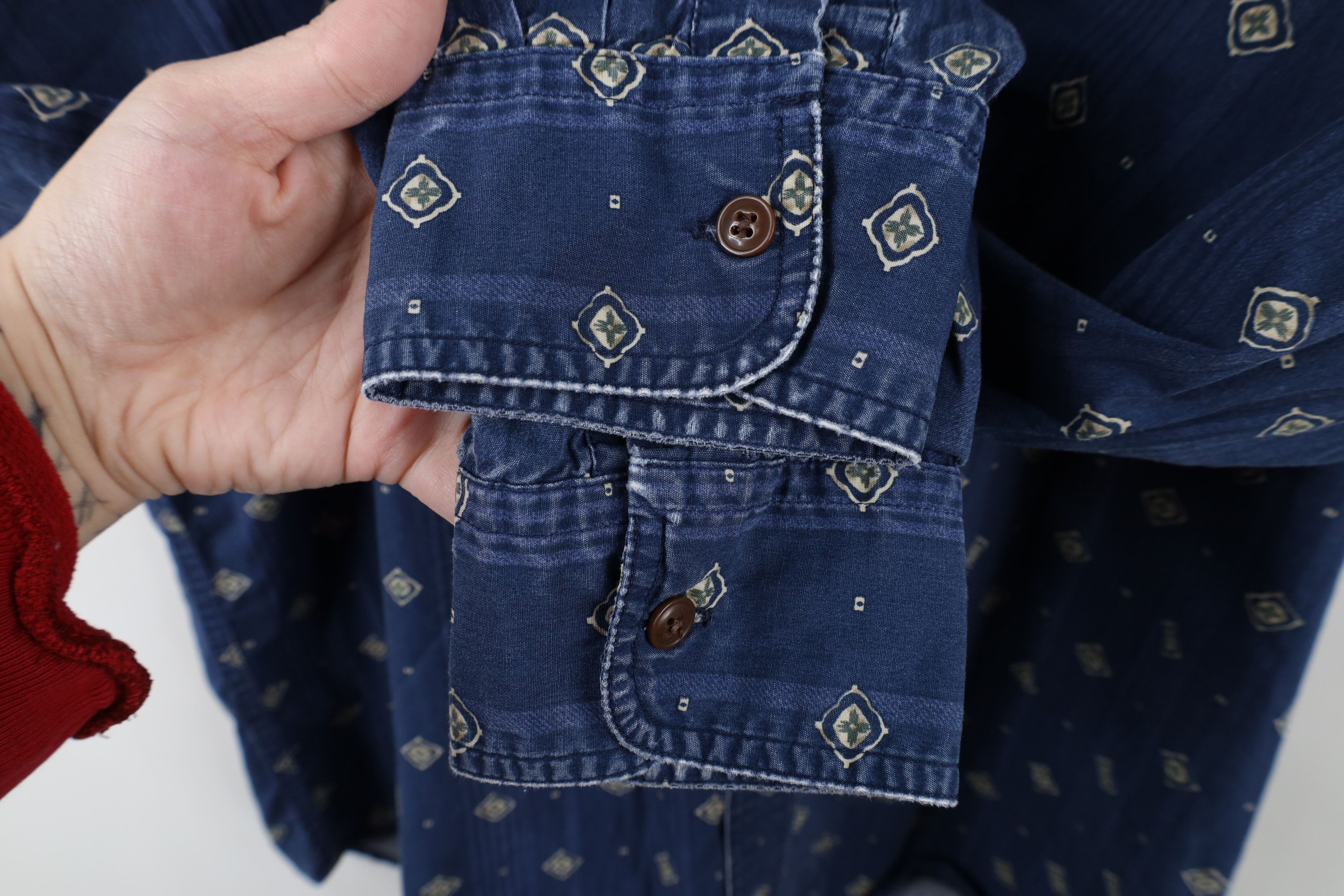 Ralph Lauren × Vintage Vintage 90s Chaps Ralph Lauren Geometric Collared Shirt Size US L / EU 52-54 / 3 - 4 Thumbnail