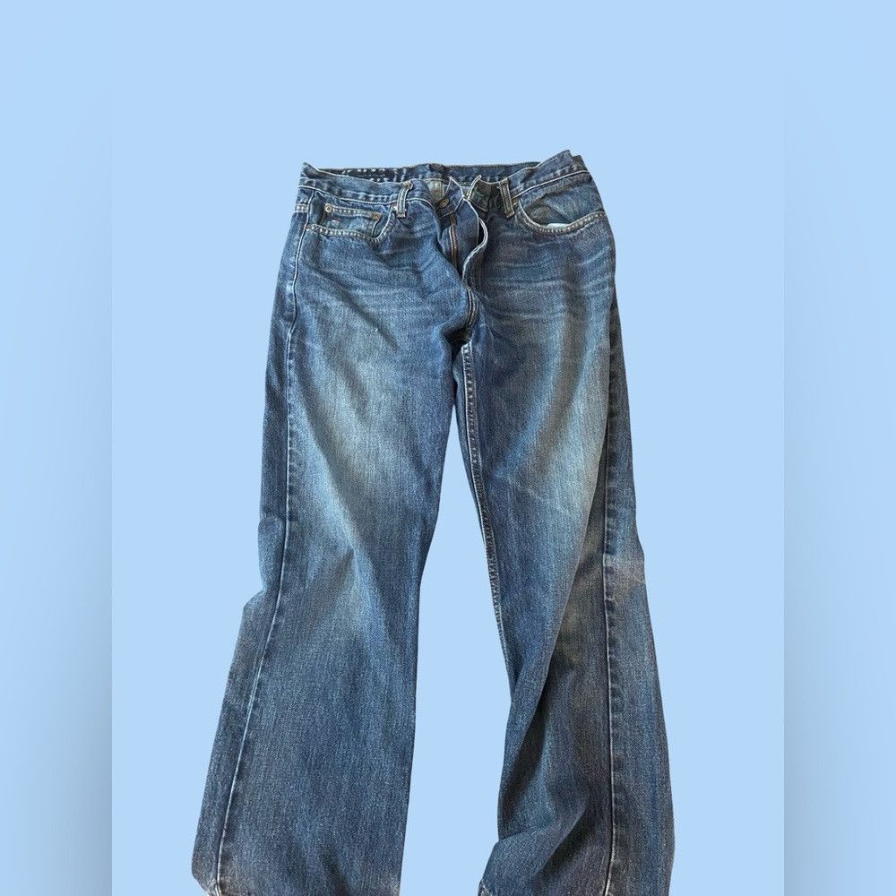 Tommy Hilfiger Tommy Hilfiger Blue Bootcut Jeans with Distressed Details Size US 33 - 2 Thumbnail