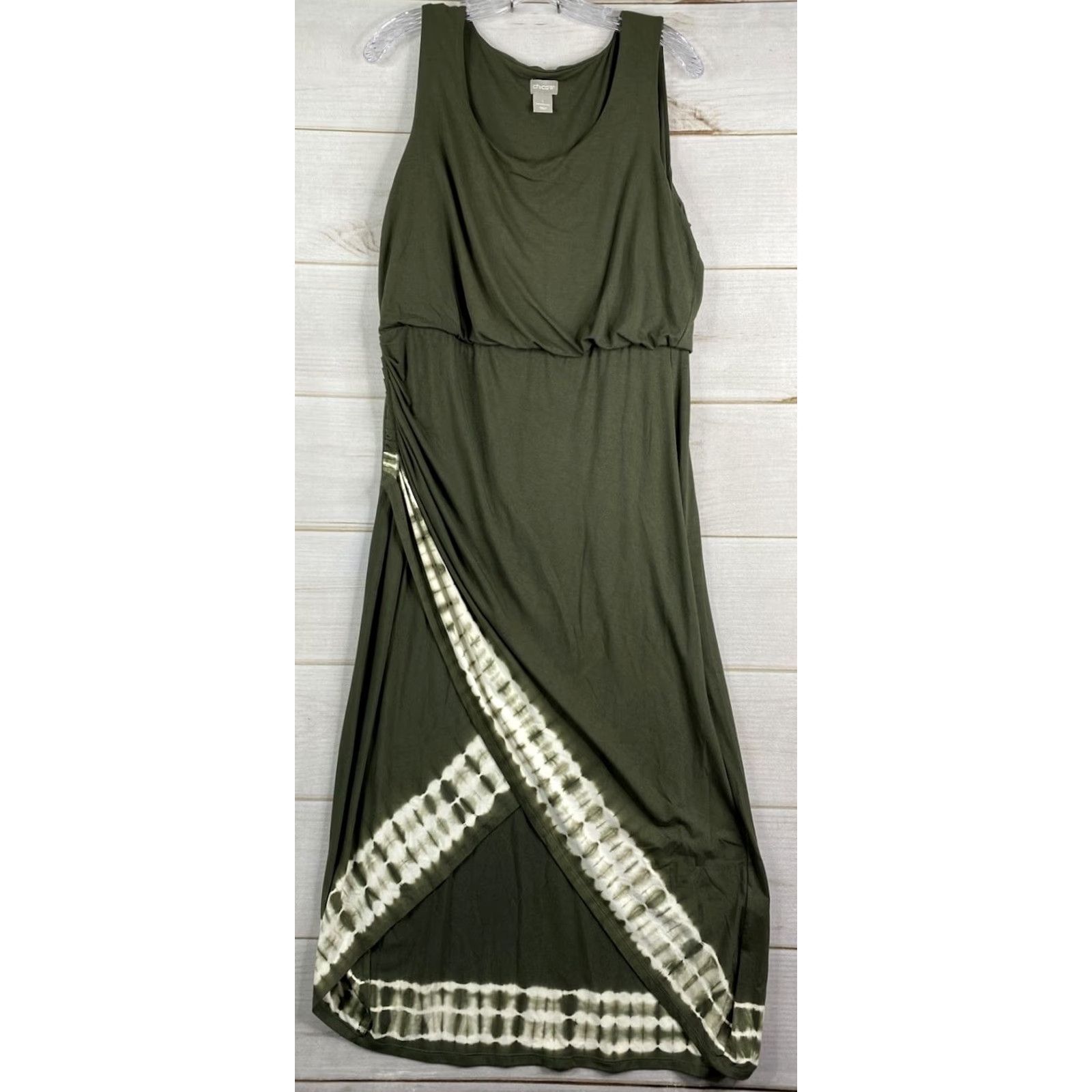 Vintage Chico's Maxi Dress Women XS-1 Regular Green Sleeveless Tie Dye Elastic Waist Vaca Resort Casual Travel Size M / US 6-8 / IT 42-44 - 2 Thumbnail