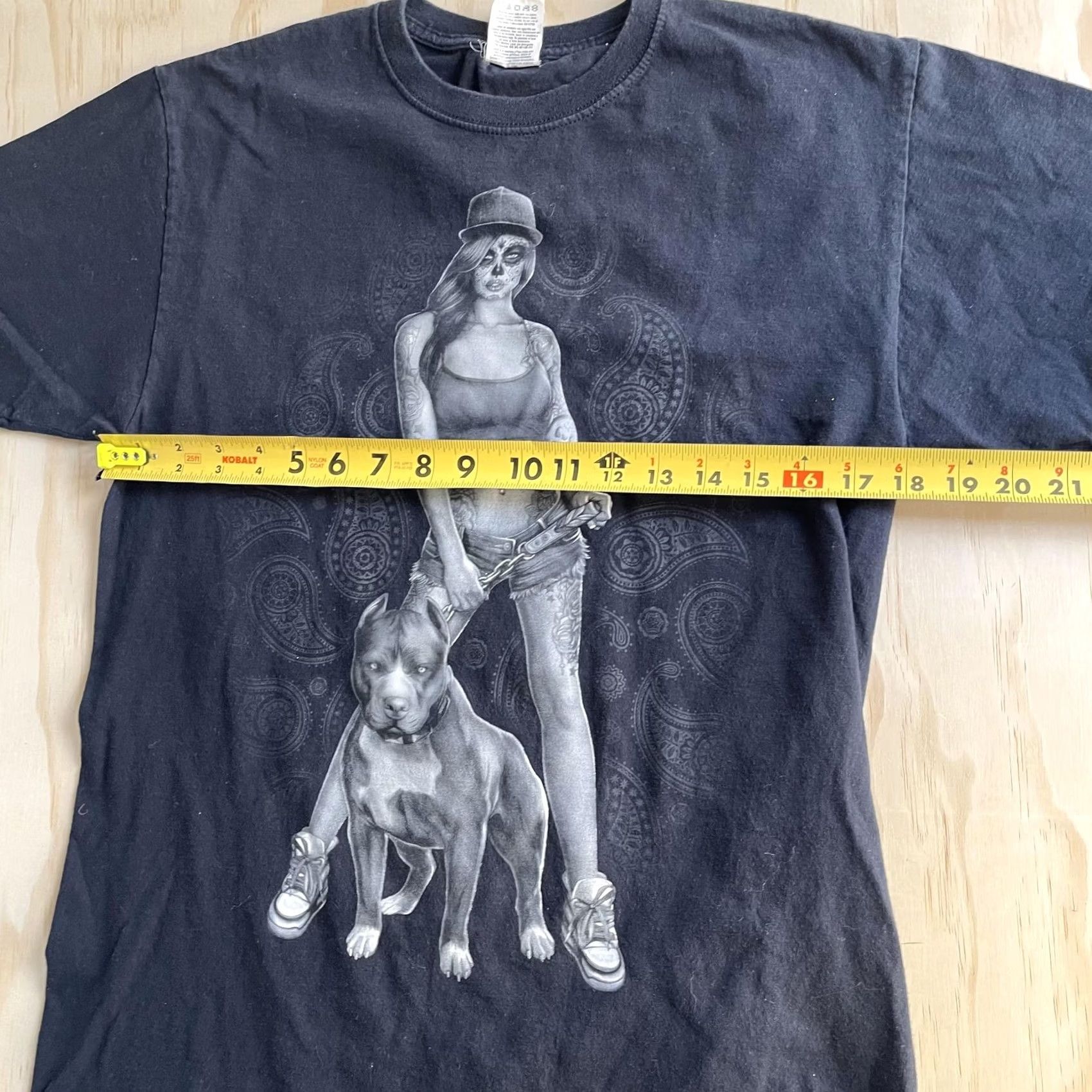 Fruit Of The Loom VINTAGE Skull Dog Graphic Tattoo Streetwear Shirt Mens M Black Shirt Size US M / EU 48-50 / 2 - 6 Thumbnail