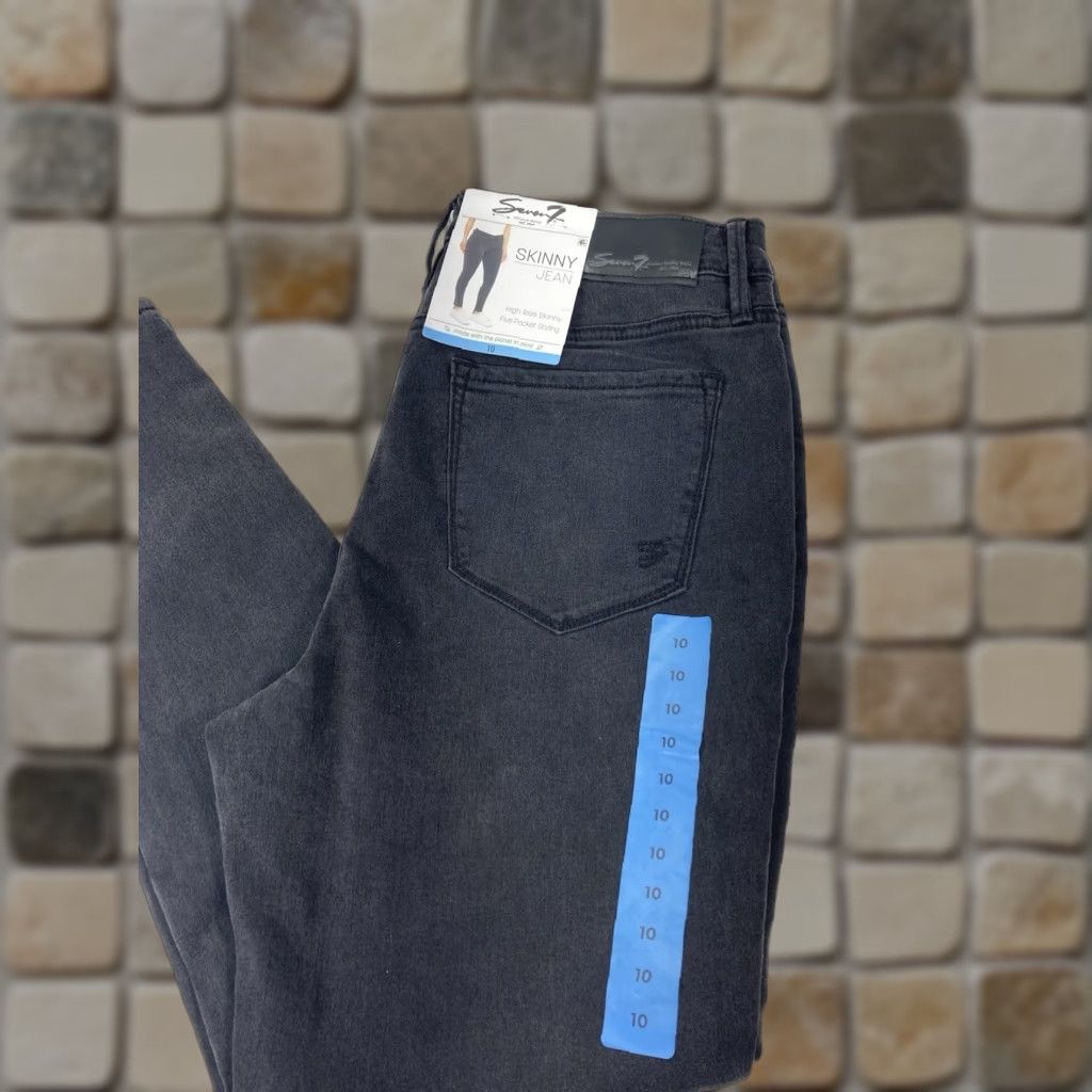 Vintage Seven7 Jeans Women Size 10 30X30 Black Denim High Rise Stretch NWT Skinny Size 32" / US 10 / IT 46 - 1 Thumbnail