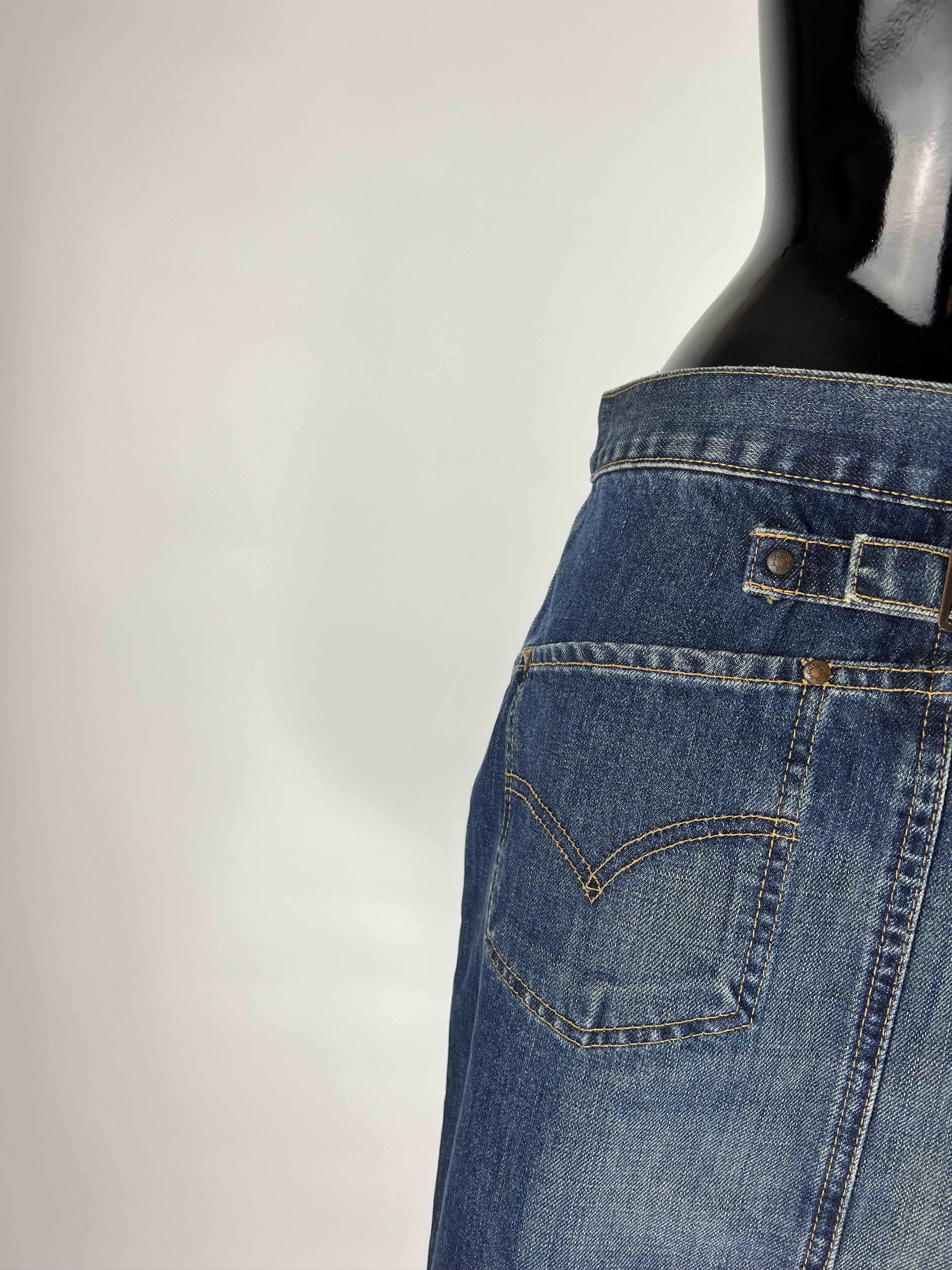 Levi's VTG Levis Blue Denim Midi Skirt Size S Y2K Size 26" / US 2 / IT 38 - 3 Thumbnail