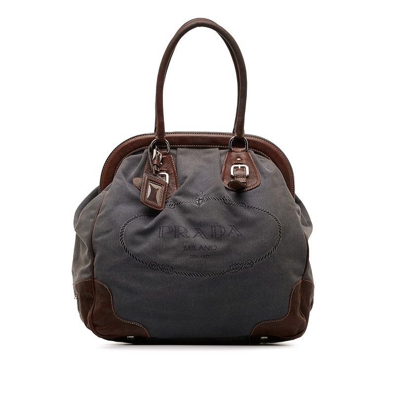 image of Prada Canapa Logo Frame Bag in Blue, Women's