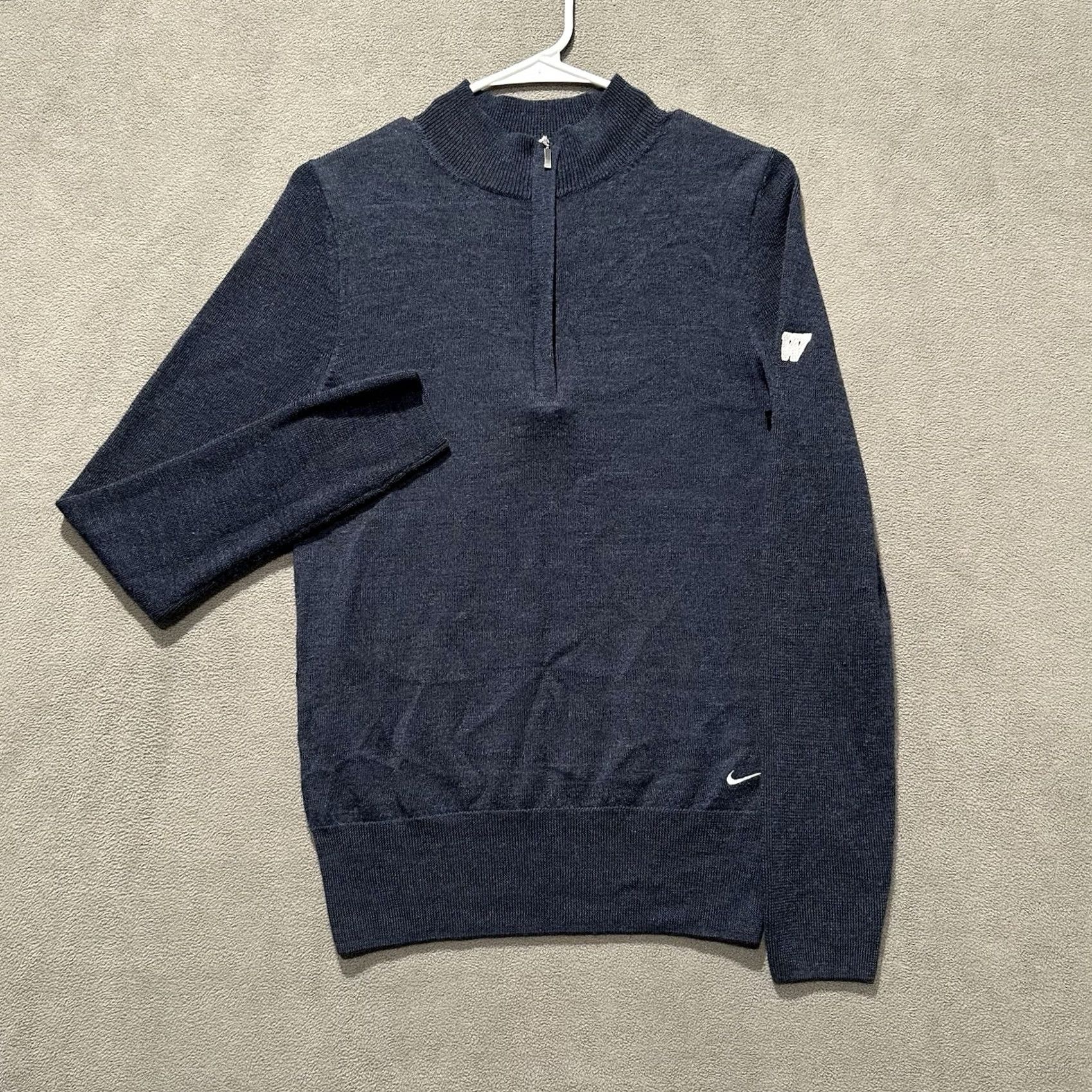 Nike Nike Golf Sweater Womens Medium Blue Quarter Zip Merino Wool Wisconsin Badgers Size M / US 6-8 / IT 42-44 - 2 Thumbnail