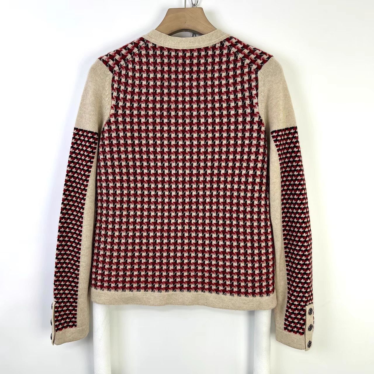 Chanel Chanel Red Color-Block Houndstooth Cardigan K12 Size XS / US 0-2 / IT 36-38 - 2 Thumbnail