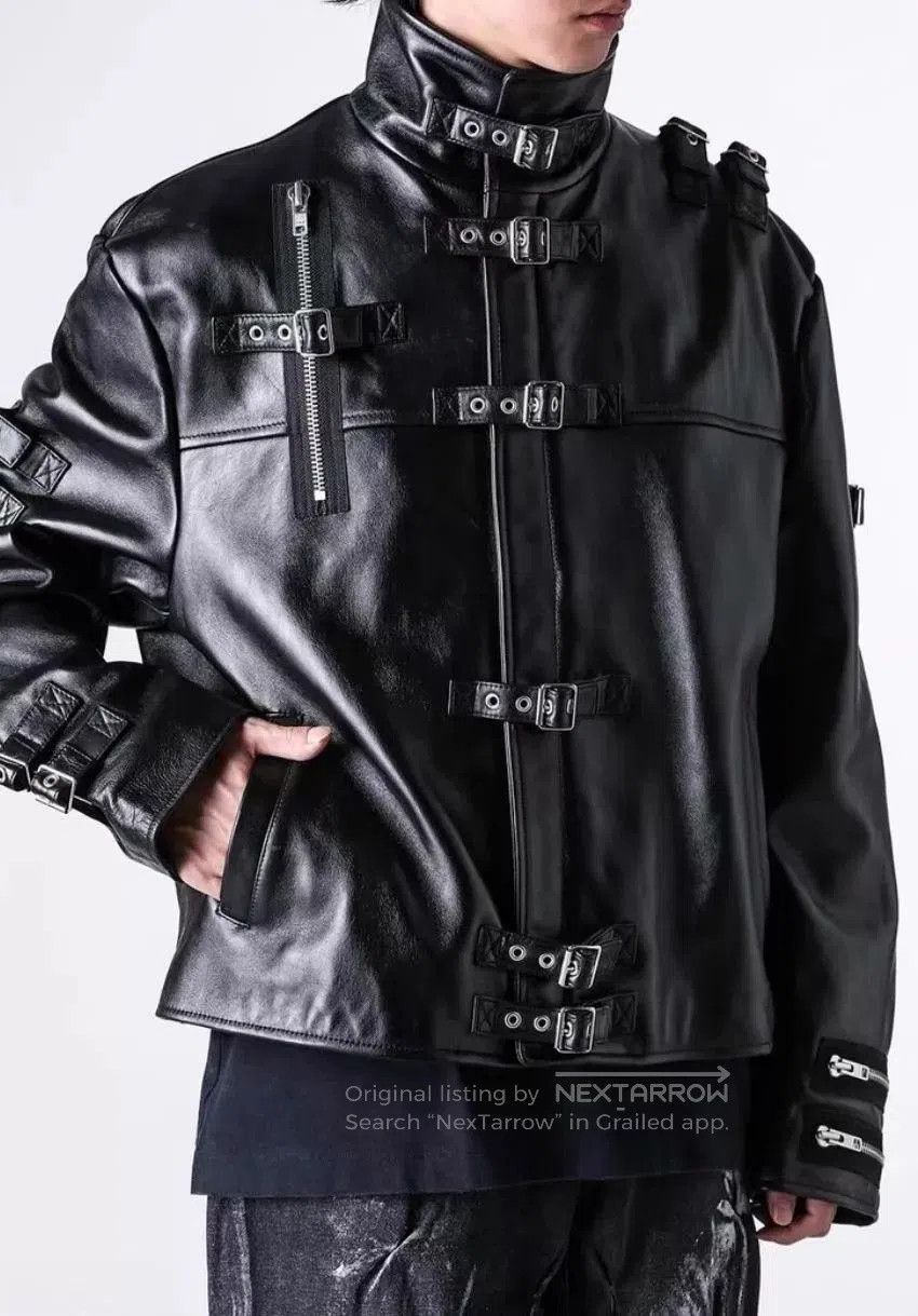 Doublet Black Leather Jacket with Buckles and Zippers. Size US M / EU 48-50 / 2 - 5 Thumbnail