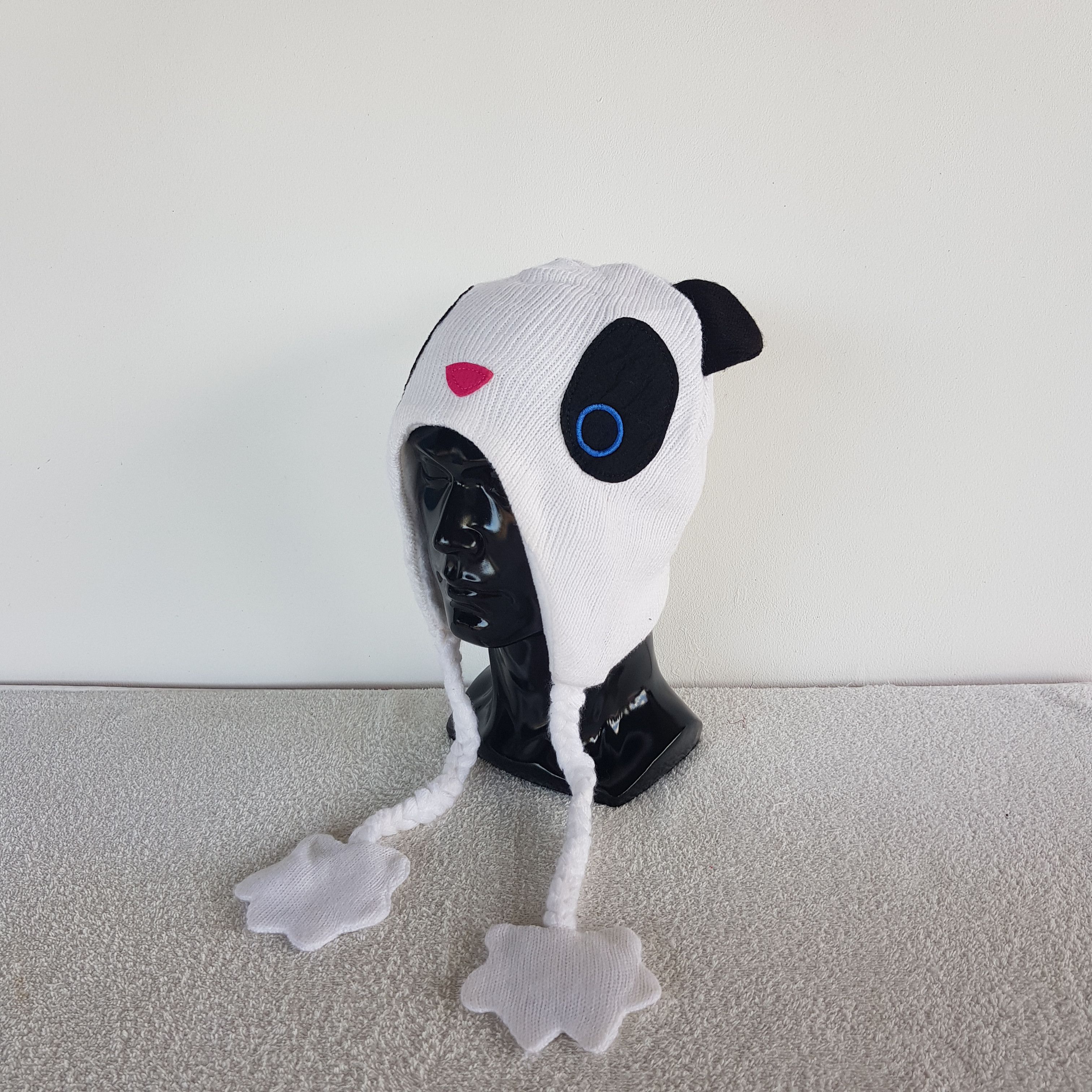 Japanese Brand Vintage Panda Earflap Beanie Ribbed Knit Snow Caps Hats. Size ONE SIZE - 2 Thumbnail