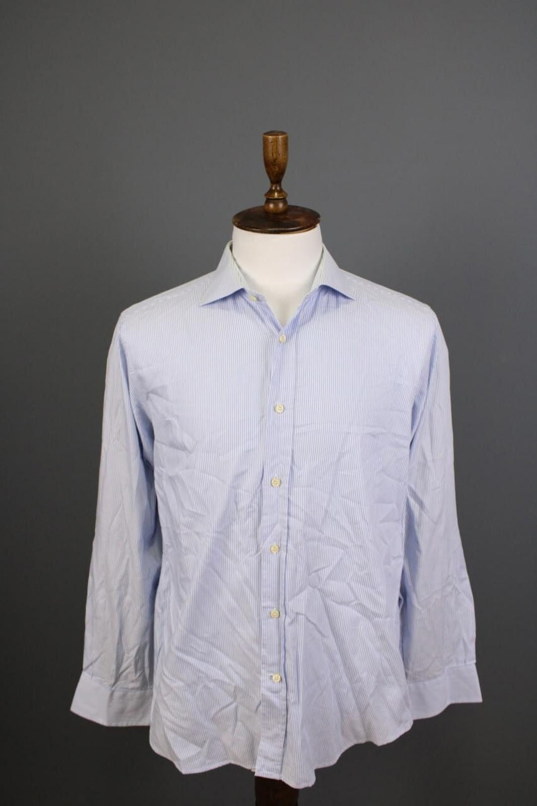 Designer Boggi Milano Blue Striped Button Down Shirt 41 / 16 Size US M / EU 48-50 / 2 - 1 Thumbnail