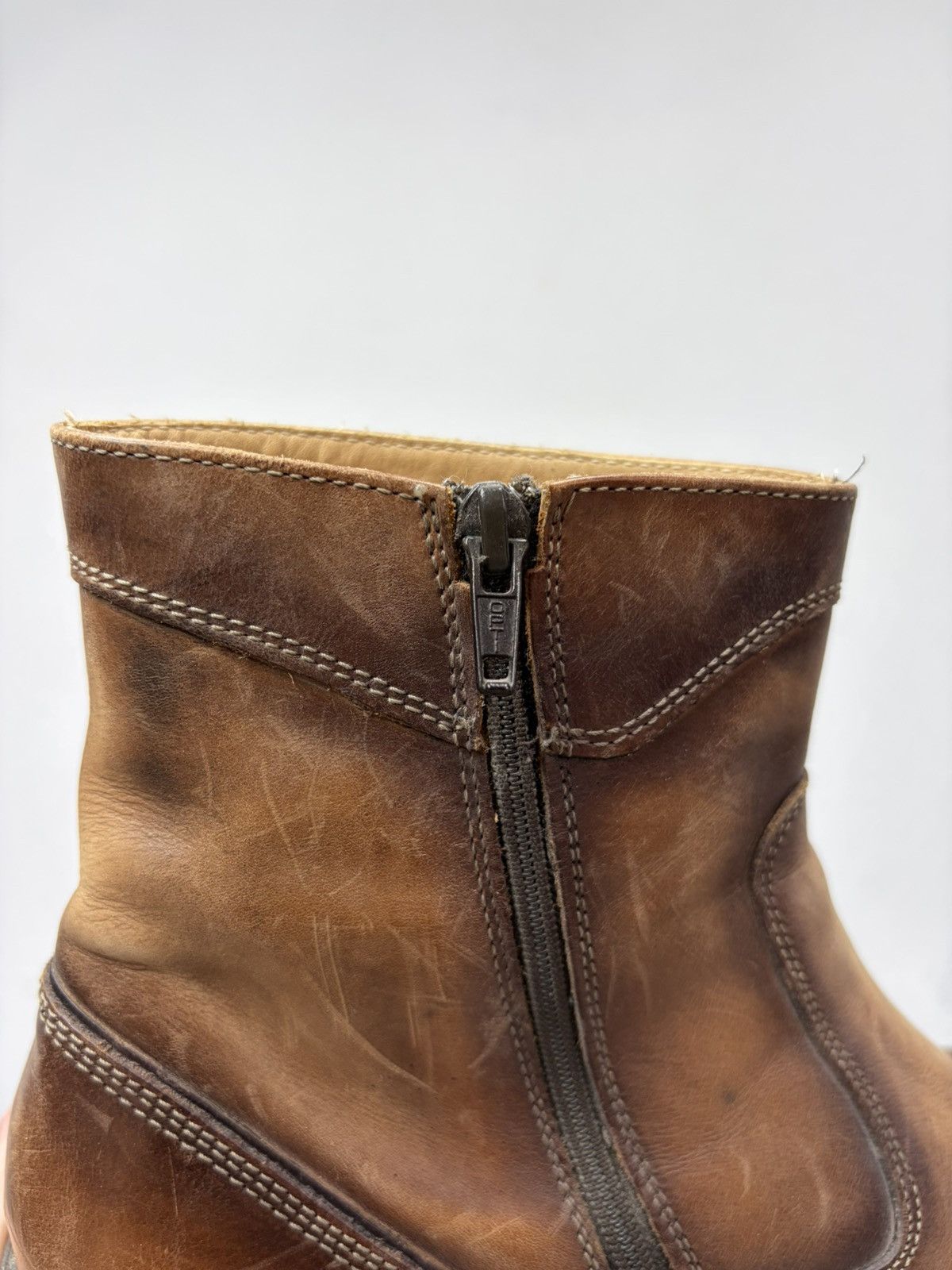 Hedi Slimane Vintage Y2K Black Leather Side Zip Boots Guidi Marsell Style Size US 9 / EU 42 - 11 Thumbnail
