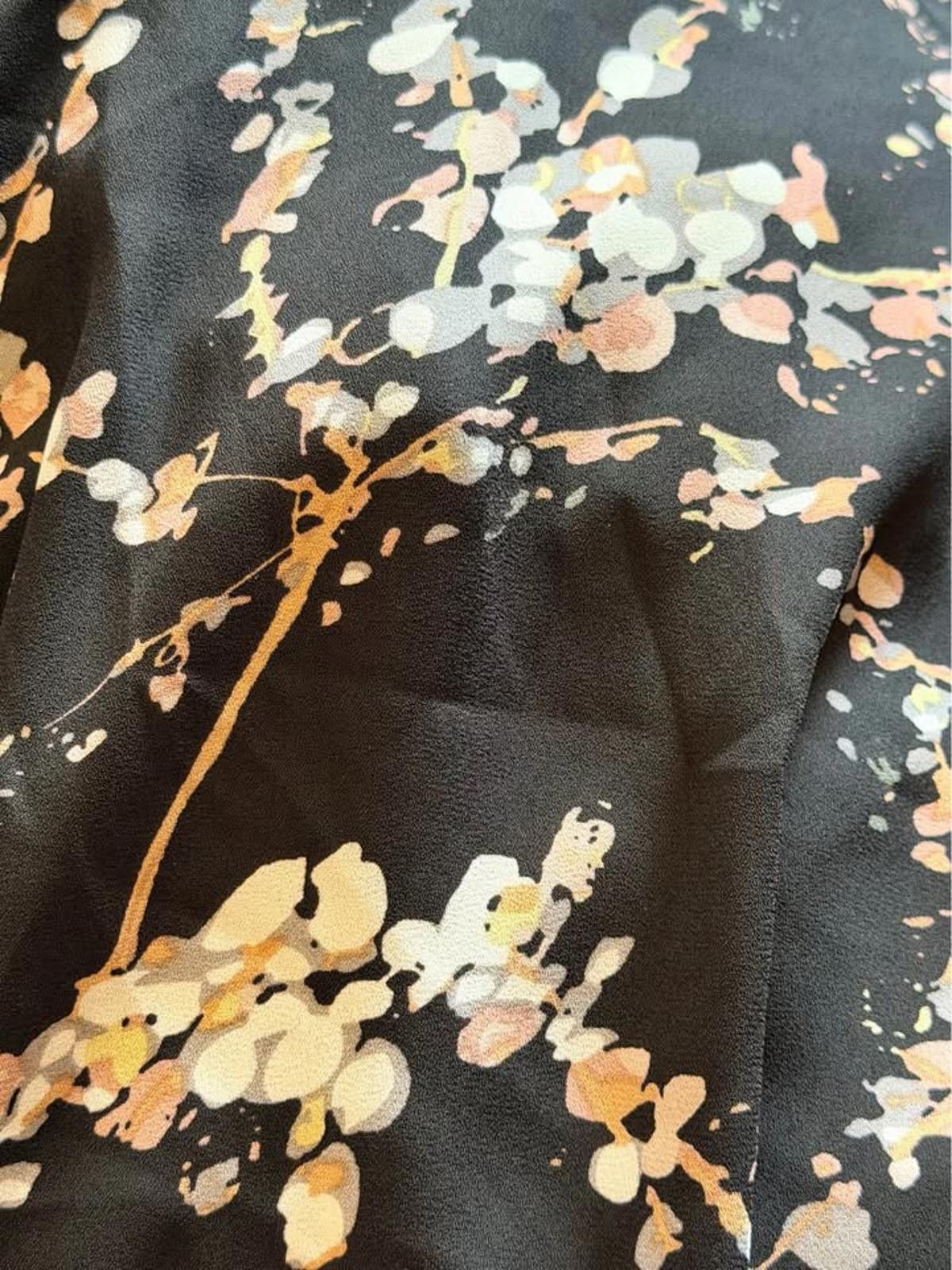 Black Noise White Rain Black Floral Kimono with Fringe Detail Size Small Size S / US 4 / IT 40 - 5 Thumbnail