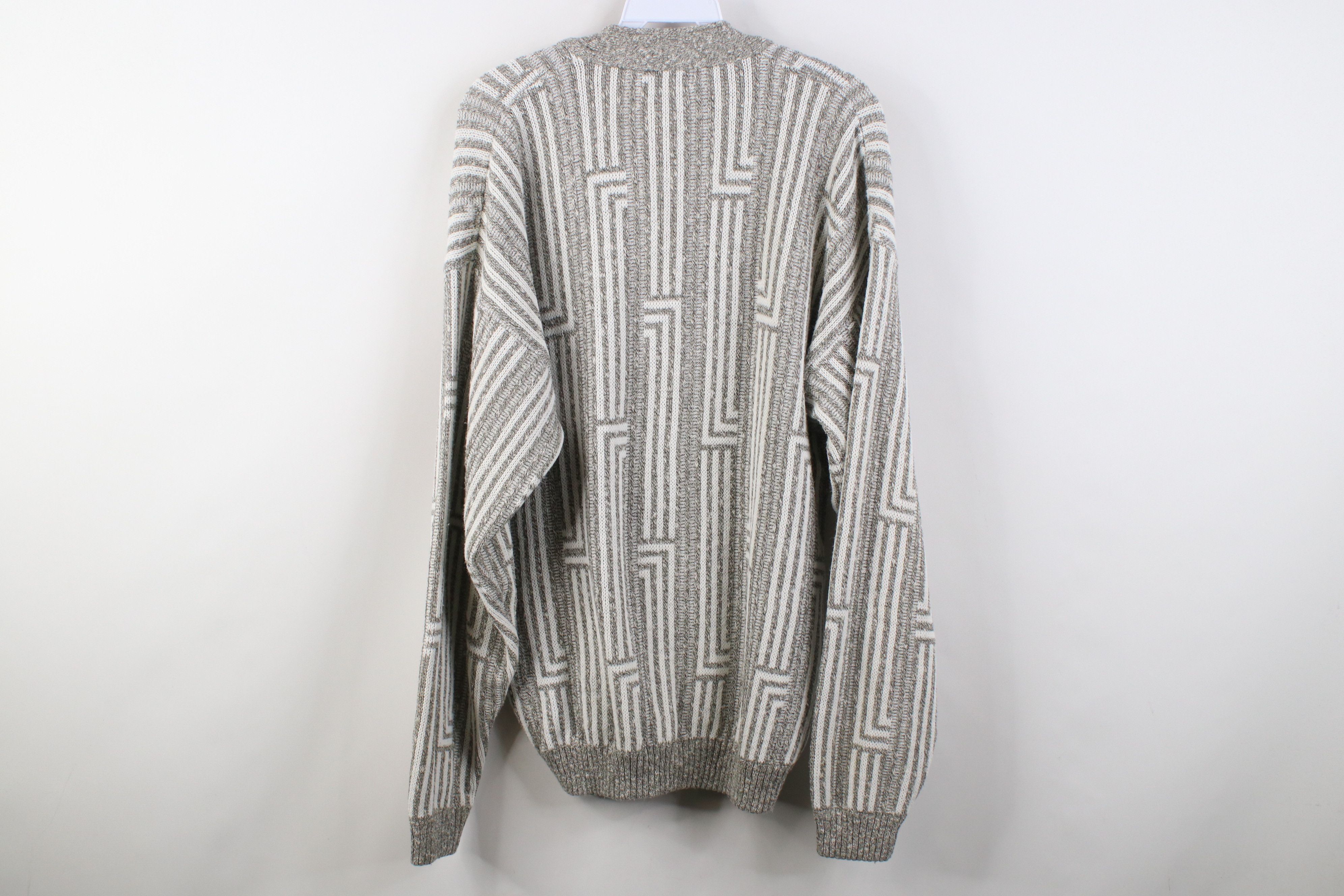 Vintage Vintage 90s Streetwear Trippy Knit Cardigan Sweater Gray Size US S / EU 44-46 / 1 - 9 Thumbnail