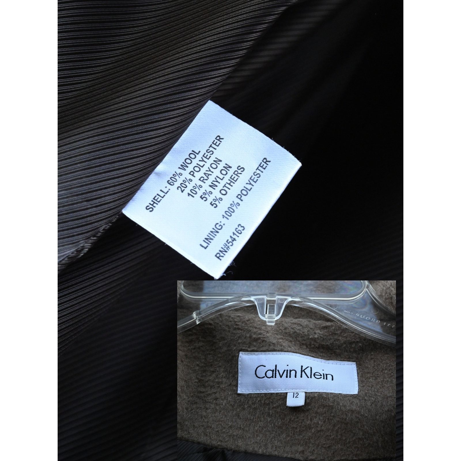 Calvin Klein Calvin Klein Full Length Double Breasted Lined Wool Coat, 12 Size XL / US 12-14 / IT 48-50 - 10 Thumbnail
