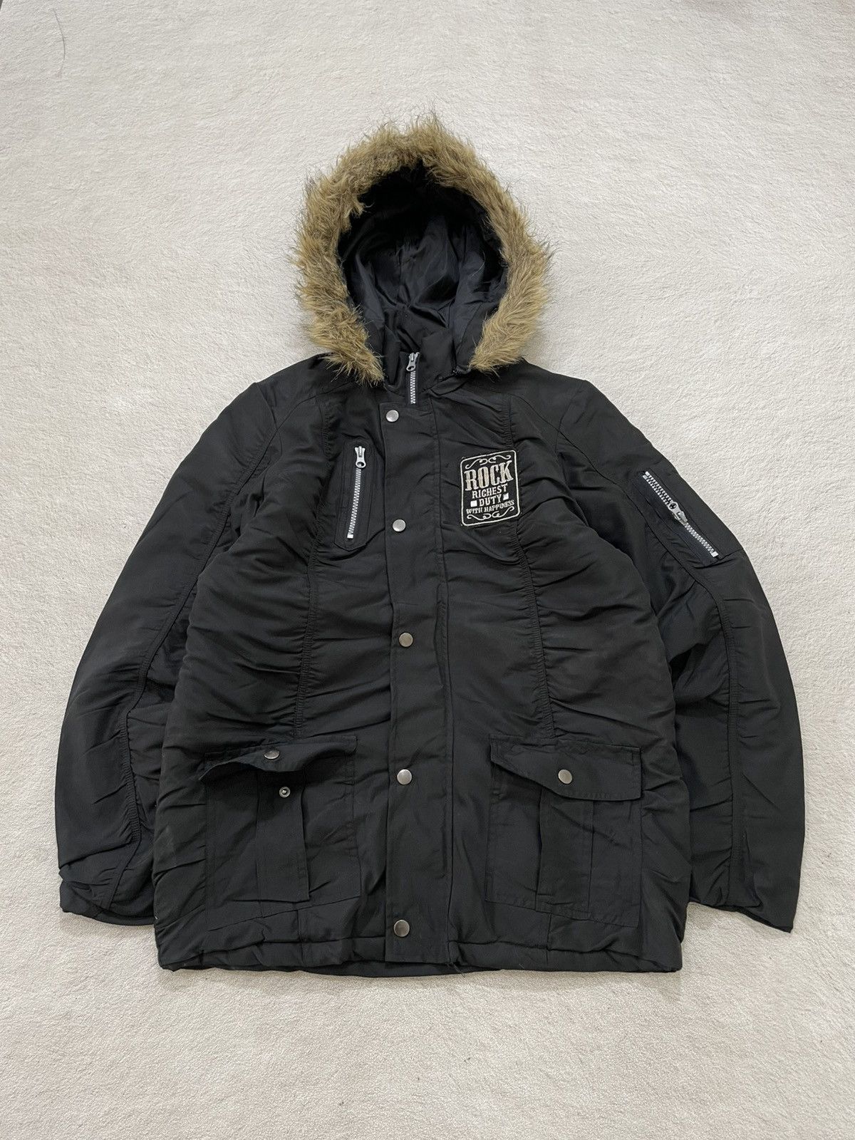 Japanese Brand 00s Rock Richey Heavy Fur Hooded Parka Jacket Military Y2K Size US M / EU 48-50 / 2 - 1 Thumbnail