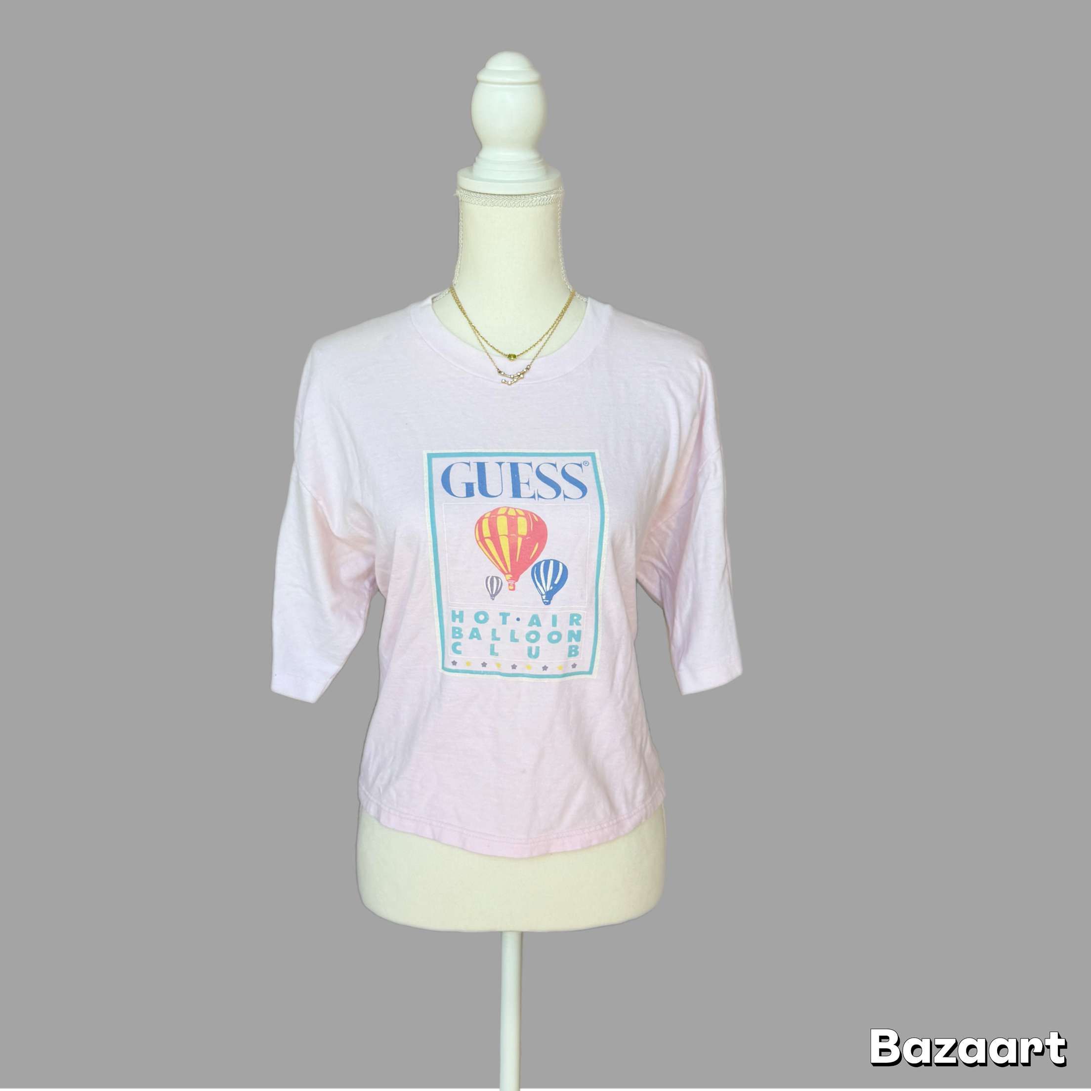 Guess 90s Pink GUESS Hot Air Balloon Club Graphic Print Crop Top Size XL / US 12-14 / IT 48-50 - 1 Thumbnail