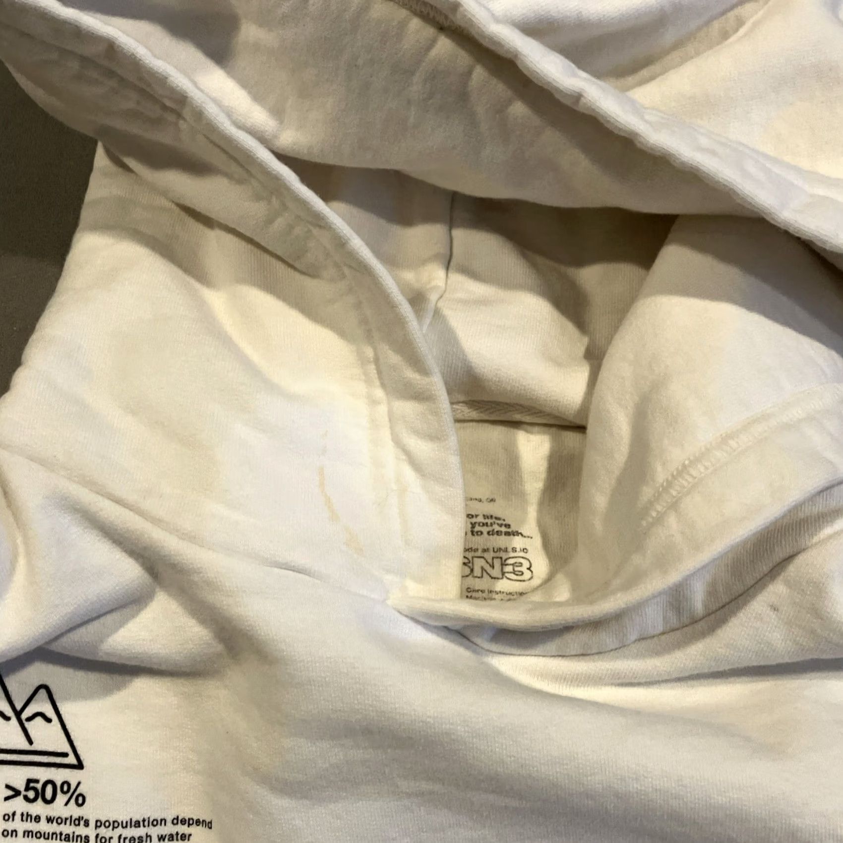 Vintage UNLESS Hoodie Mens Medium Ivory International Mountain Day Elbow Pads Pullover Size US M / EU 48-50 / 2 - 5 Thumbnail