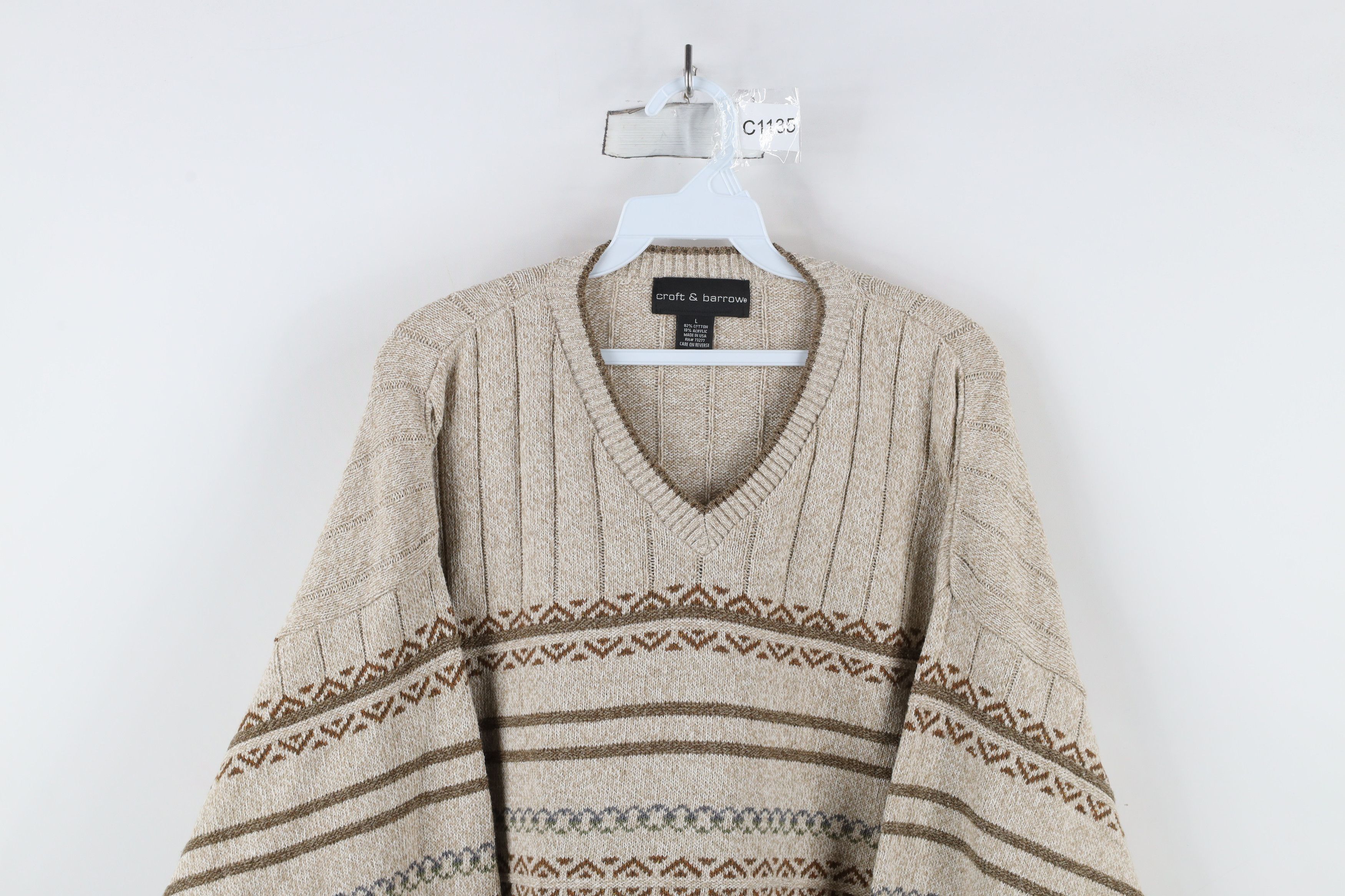 Vintage Vintage 90s Streetwear Fair Isle Knit V-Neck Sweater USA Size US L / EU 52-54 / 3 - 2 Thumbnail