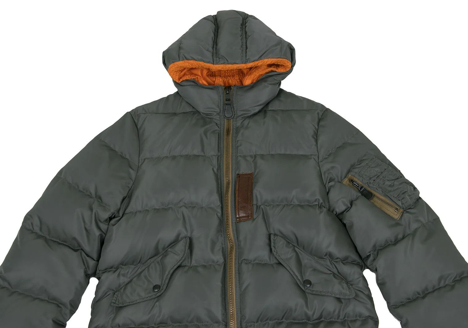 Junya Watanabe Patch Hooded Down Jacket in Khaki Orange, Size M Size US M / EU 48-50 / 2 - 2 Thumbnail