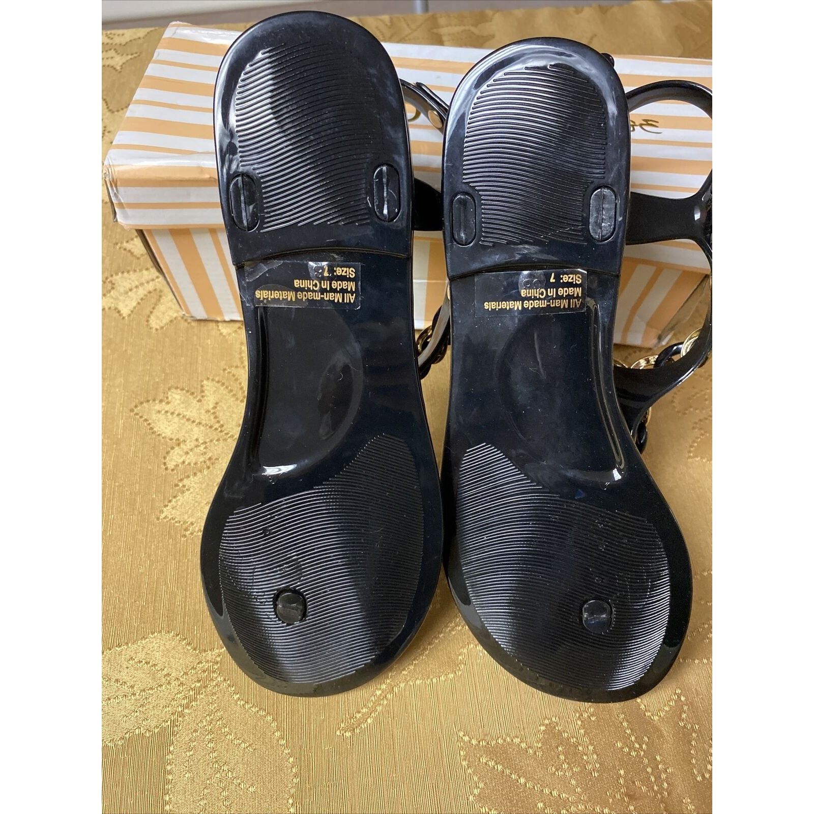 Other WILD DIVA LOUNGE Plastic Gel Rhinestone Sandals WMN 7Black Size US 7 / IT 37 - 5 Thumbnail