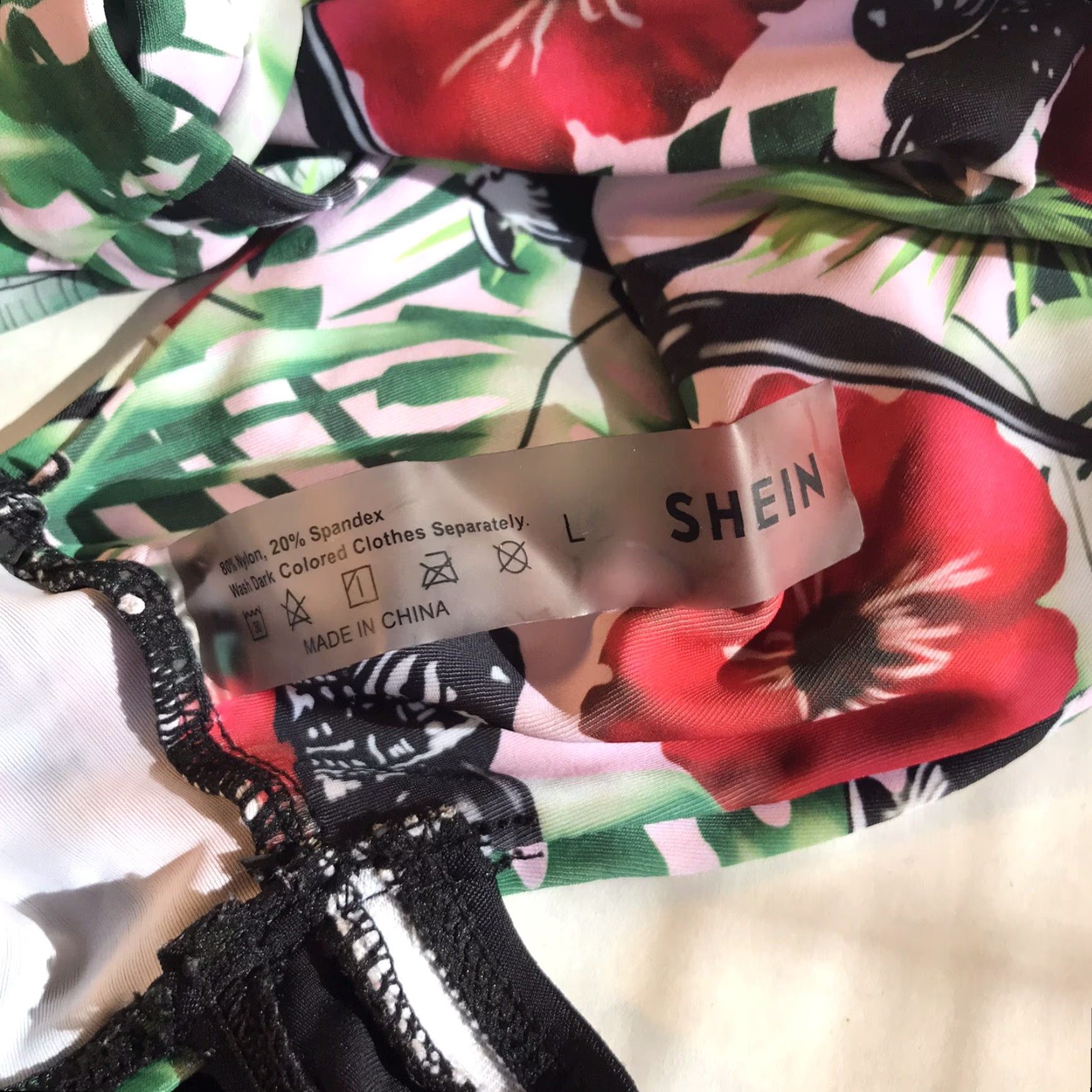 Shein Shein Women’s One Piece Swimsuit Tropical Flower Cutouts Size L Multicolor Beachwear Size ONE SIZE - 4 Thumbnail
