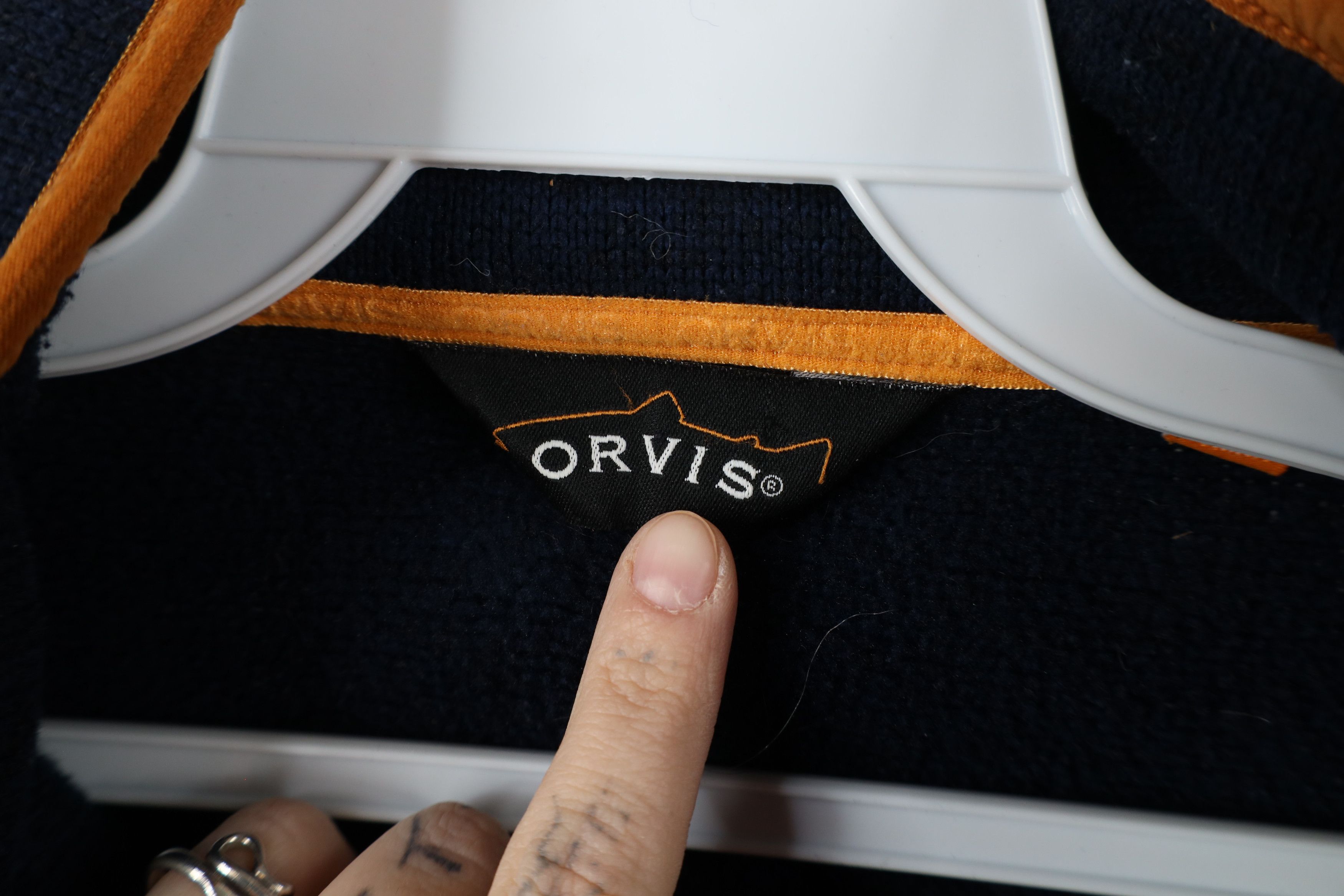 Orvis × Vintage Orvis Trout Bum Spell Out Half Zip Knit Fleece Sweater Blue Size US XL / EU 56 / 4 - 8 Thumbnail