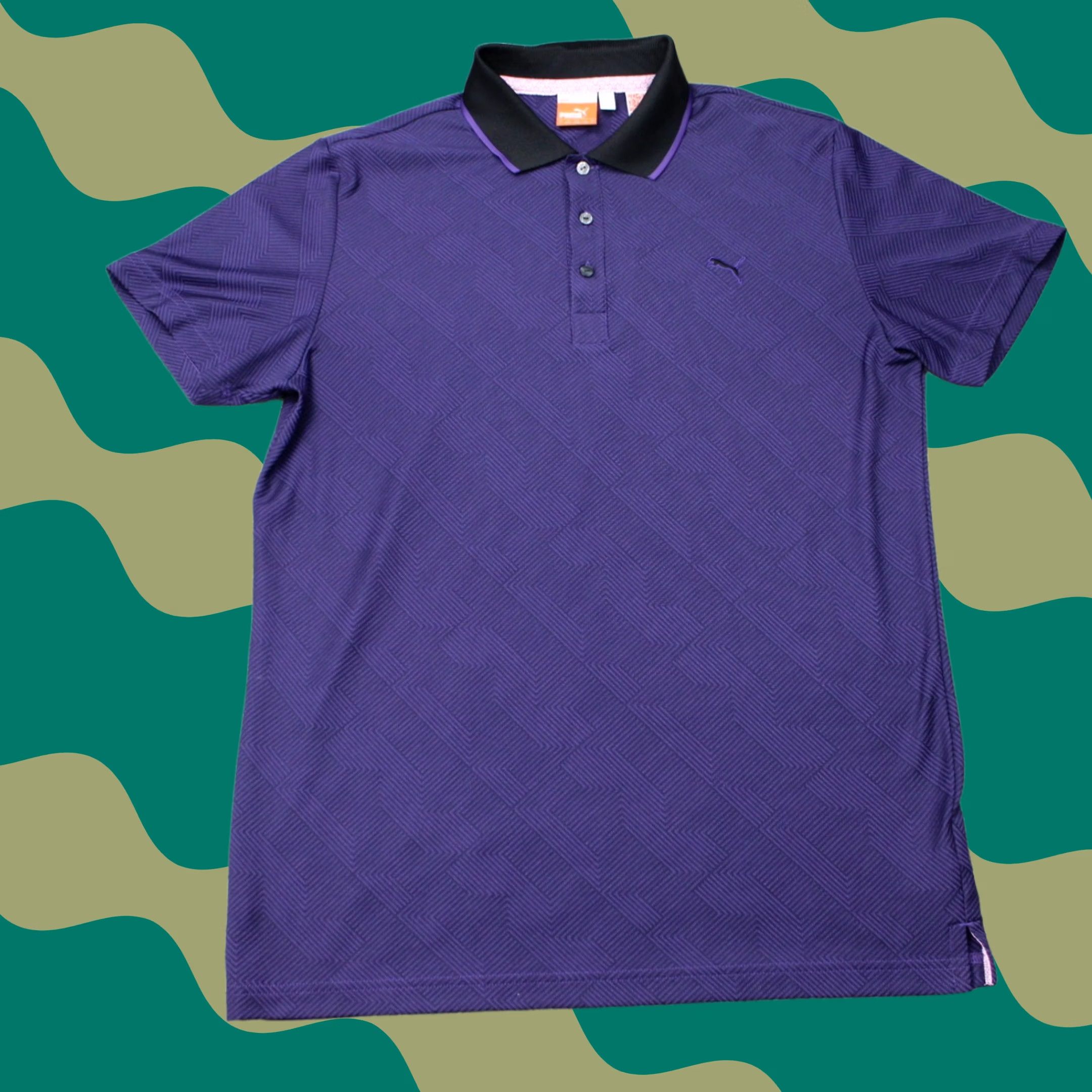 Puma PUMA Polo Shirt Mens Large Purple Dry Cell Wicking Jacquard Short Sleeve Golf Clothing Polo Mens Large Purple Jacquard Dry Cell Golf Shirt Size US L / EU 52-54 / 3 - 1 Thumbnail