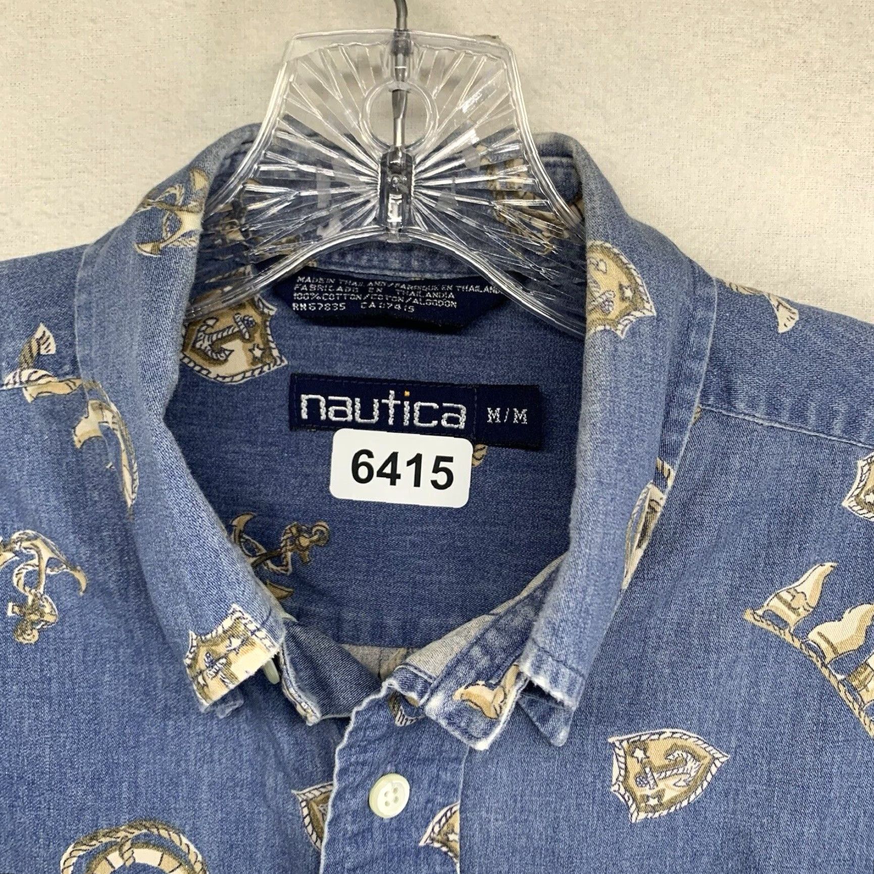 Nautica VINTAGE Nautica Button Up Shirt Mens Medium Blue Geometric Print Denim Cotton 90s Retro Size US M / EU 48-50 / 2 - 4 Thumbnail